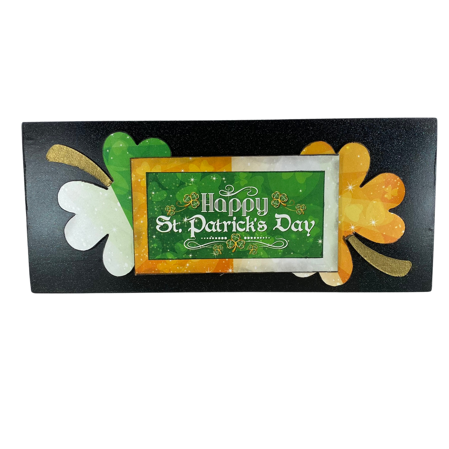 AGD St Patricks Decor  - Celebrate Shamrock Reversible Inset Box Sign