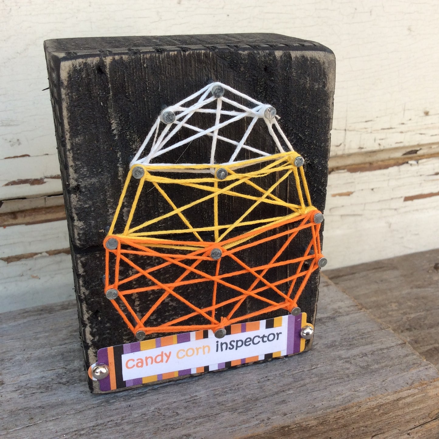 AGD Halloween Decor - Candy Corn Calories String Art Box Sign