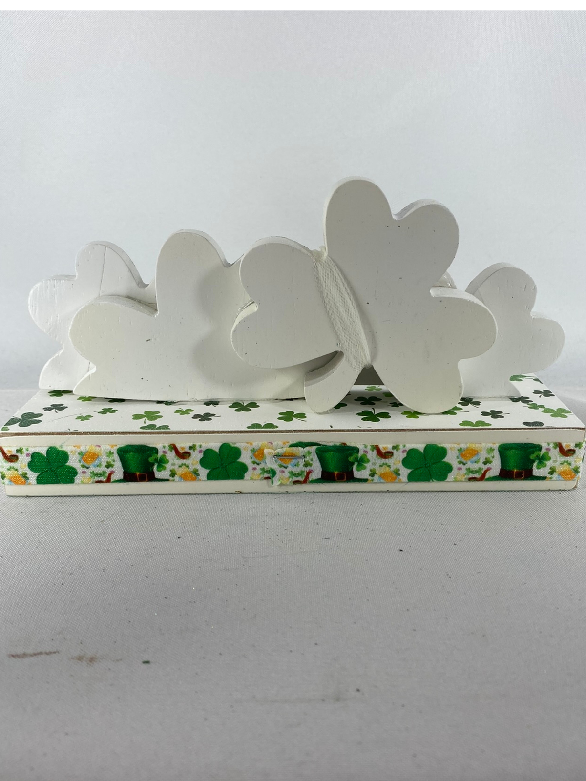 AGD St Patricks Decor - Eat Drink Irish Chunky Wood Shamrock Tabletop Display