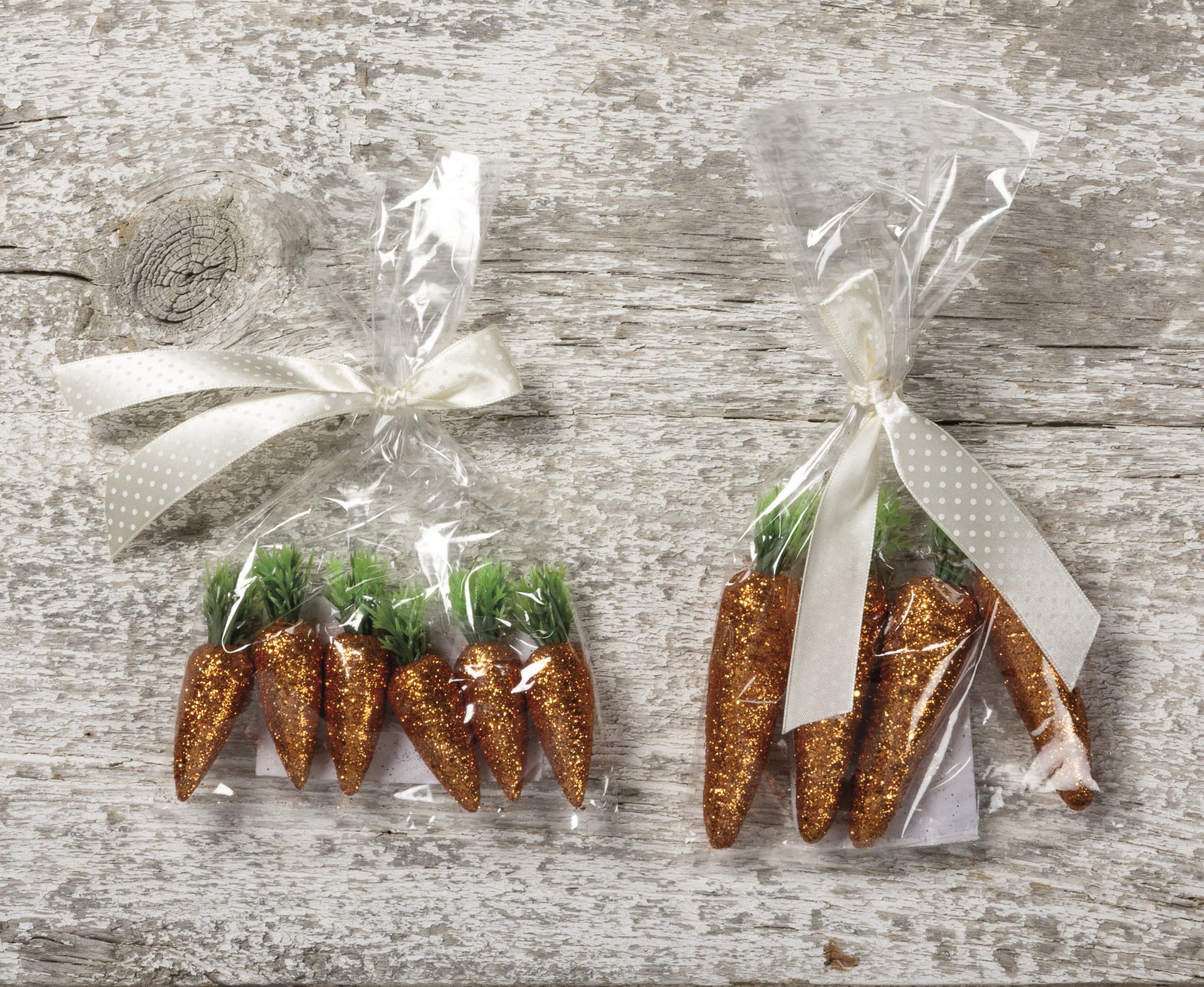 PBK Easter Decor - Small Glitter Carrot Ornaments 6pc Set