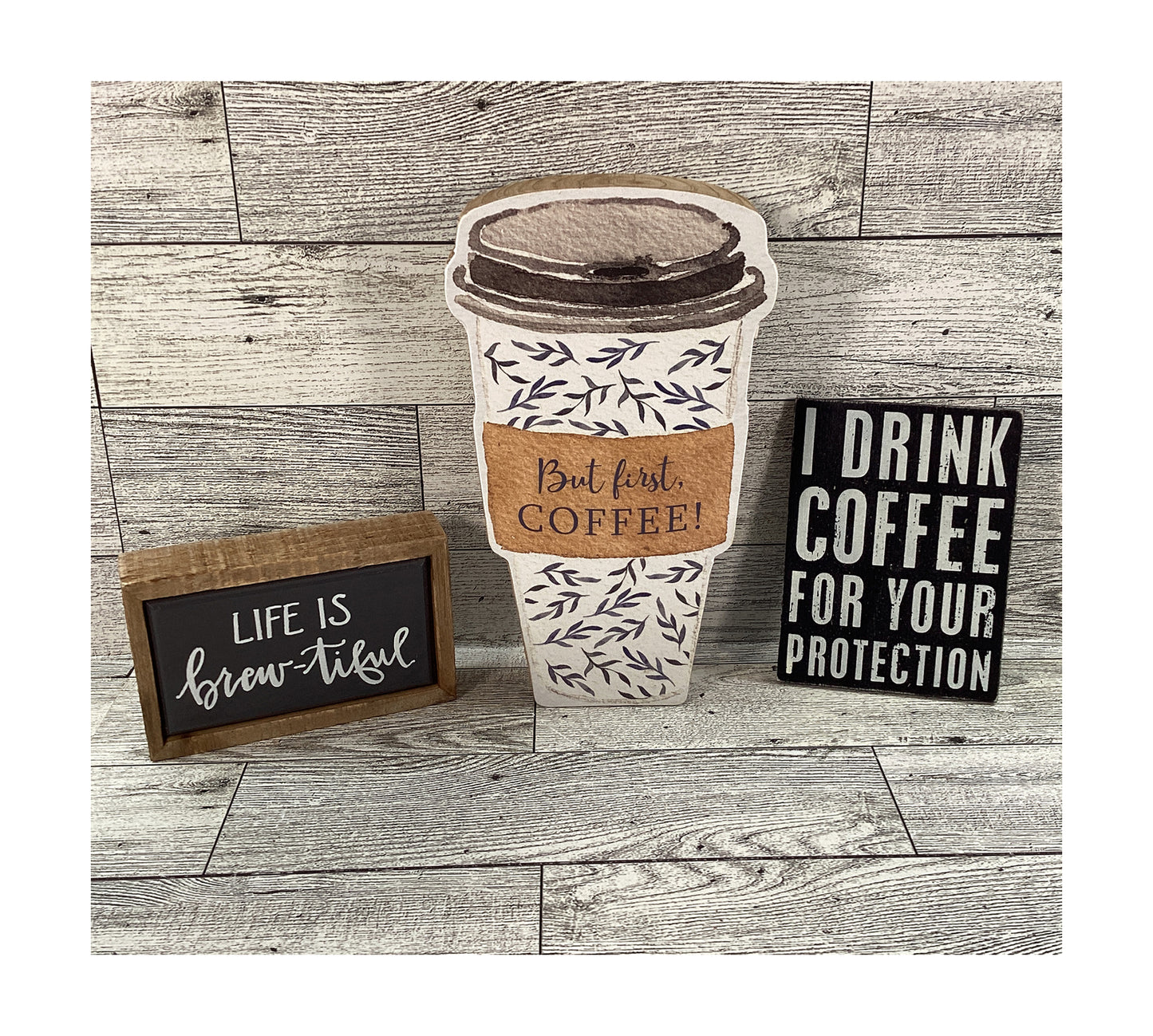 AGD  Home Decor - Coffee Latte Bar Sayings Tier Tray Bundle 7pc Set