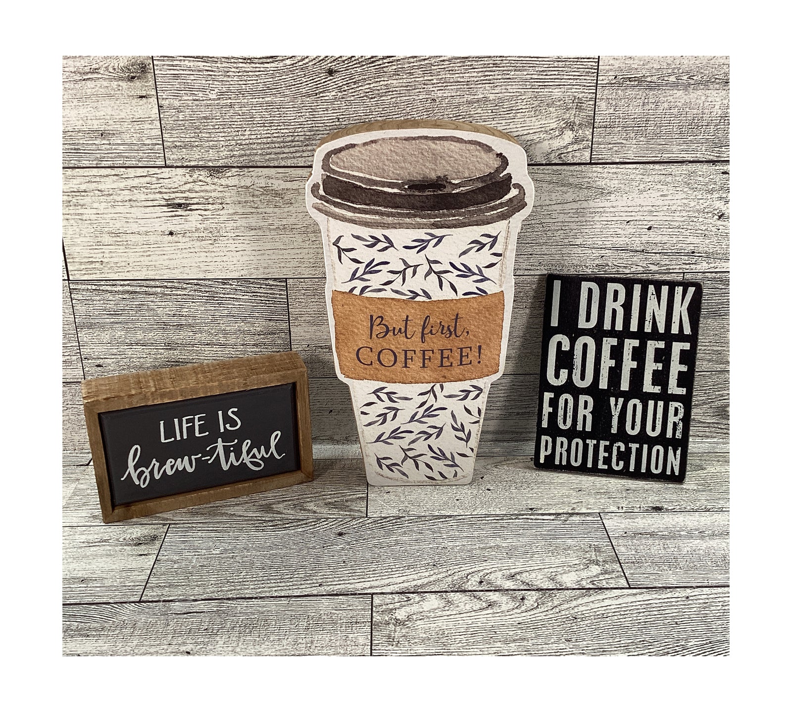 AGD  Home Decor - Coffee Latte Bar Sayings Tier Tray Bundle 7pc Set