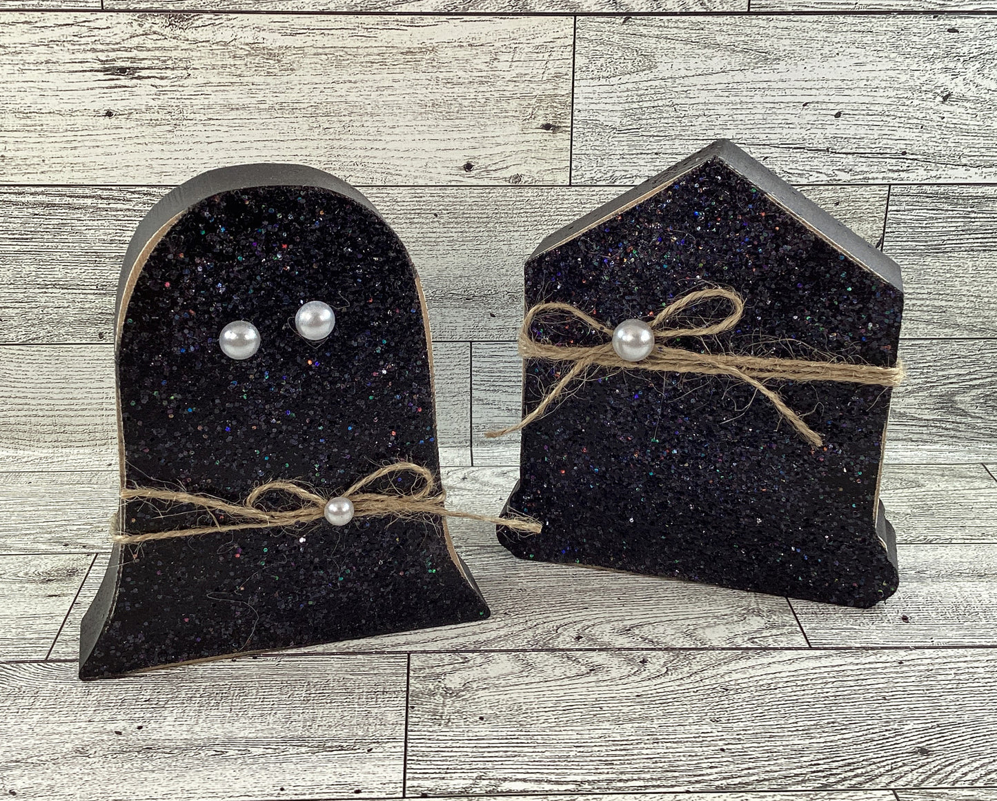 AGD Halloween Decor - Black Ghosts Sweet Home Houses Tier Tray 4pc