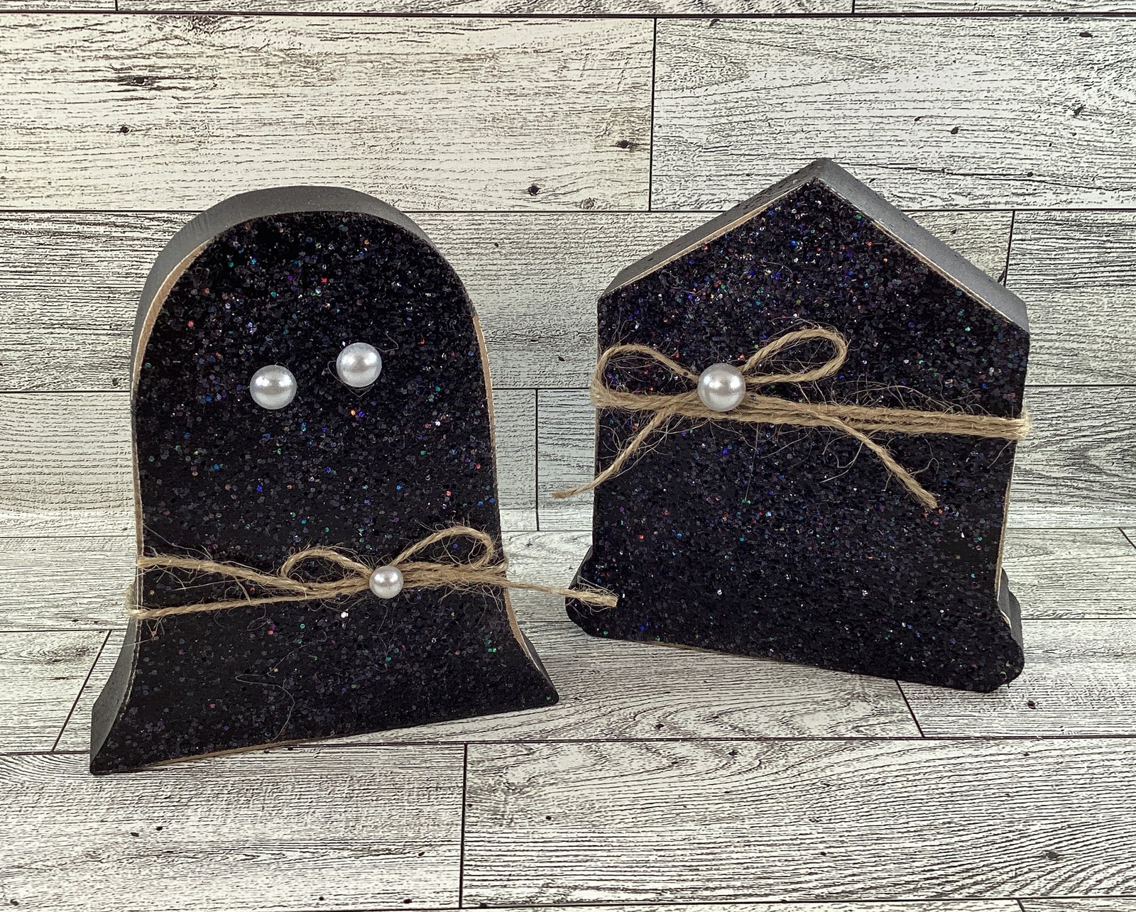 AGD Halloween Decor - Black Ghosts Sweet Home Houses Tier Tray 4pc