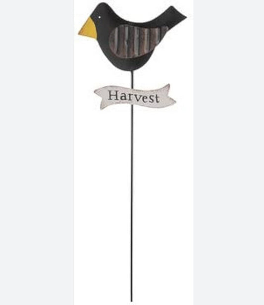 HL Fall Decor - Harvest Crow Metal Plant Pick