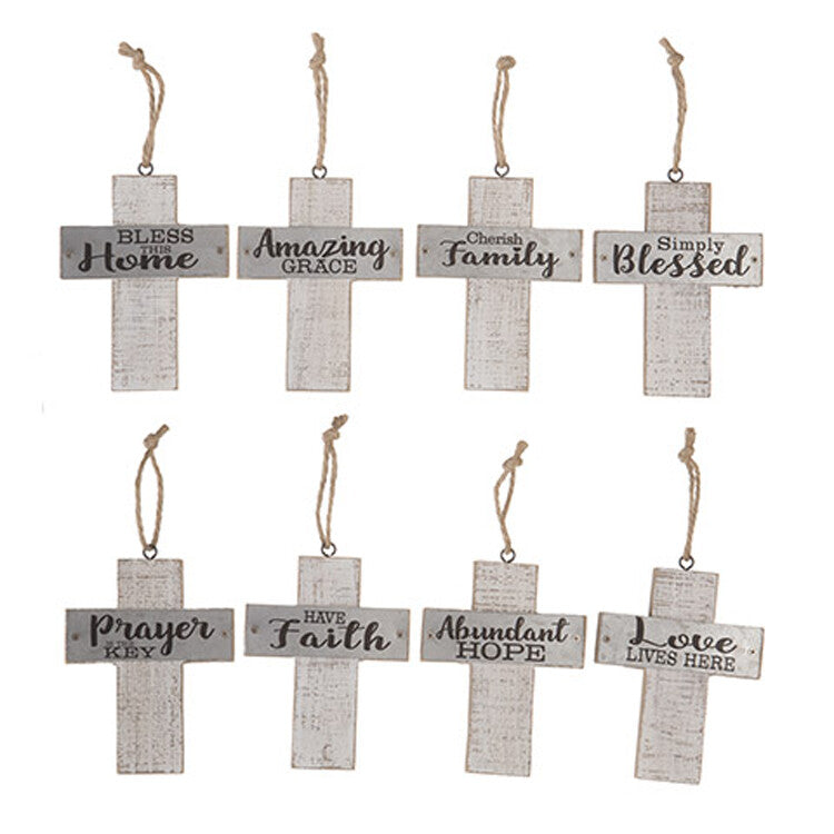 Darice Home Decor - Farmhouse Cross Ornaments 8pc Set