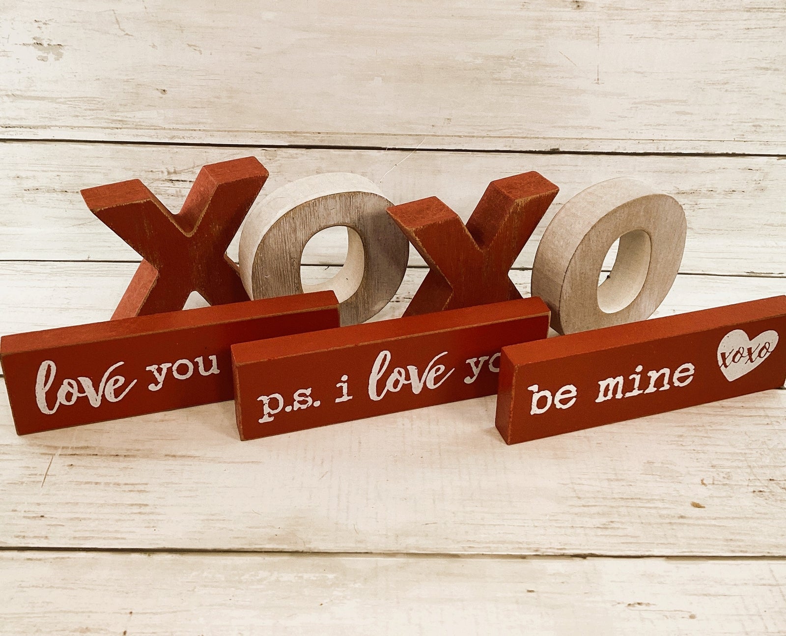 CWI Valentines Decor - Love Be Mine Mini Sticks XOXO Letters Tier Tray