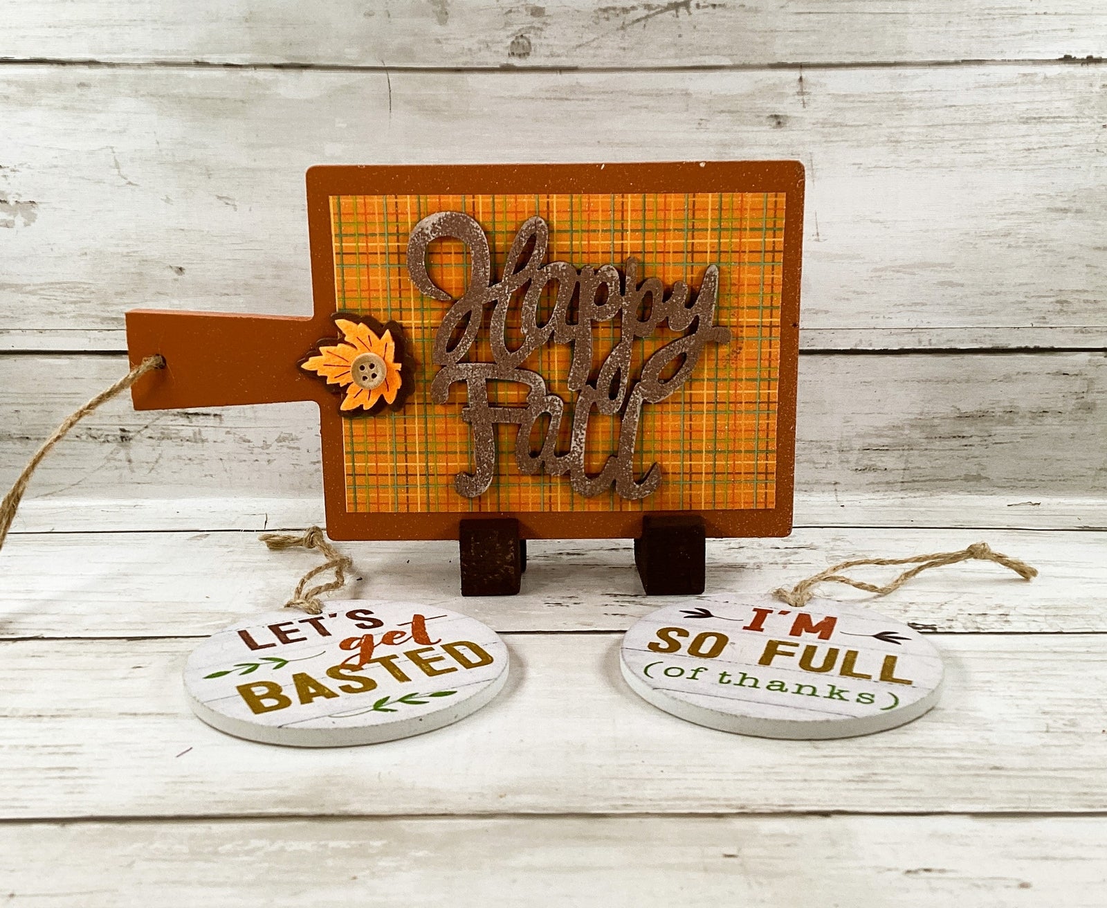 AGD Eat Drink Give Thanks Small Cutting Board Humor Sign 3pc