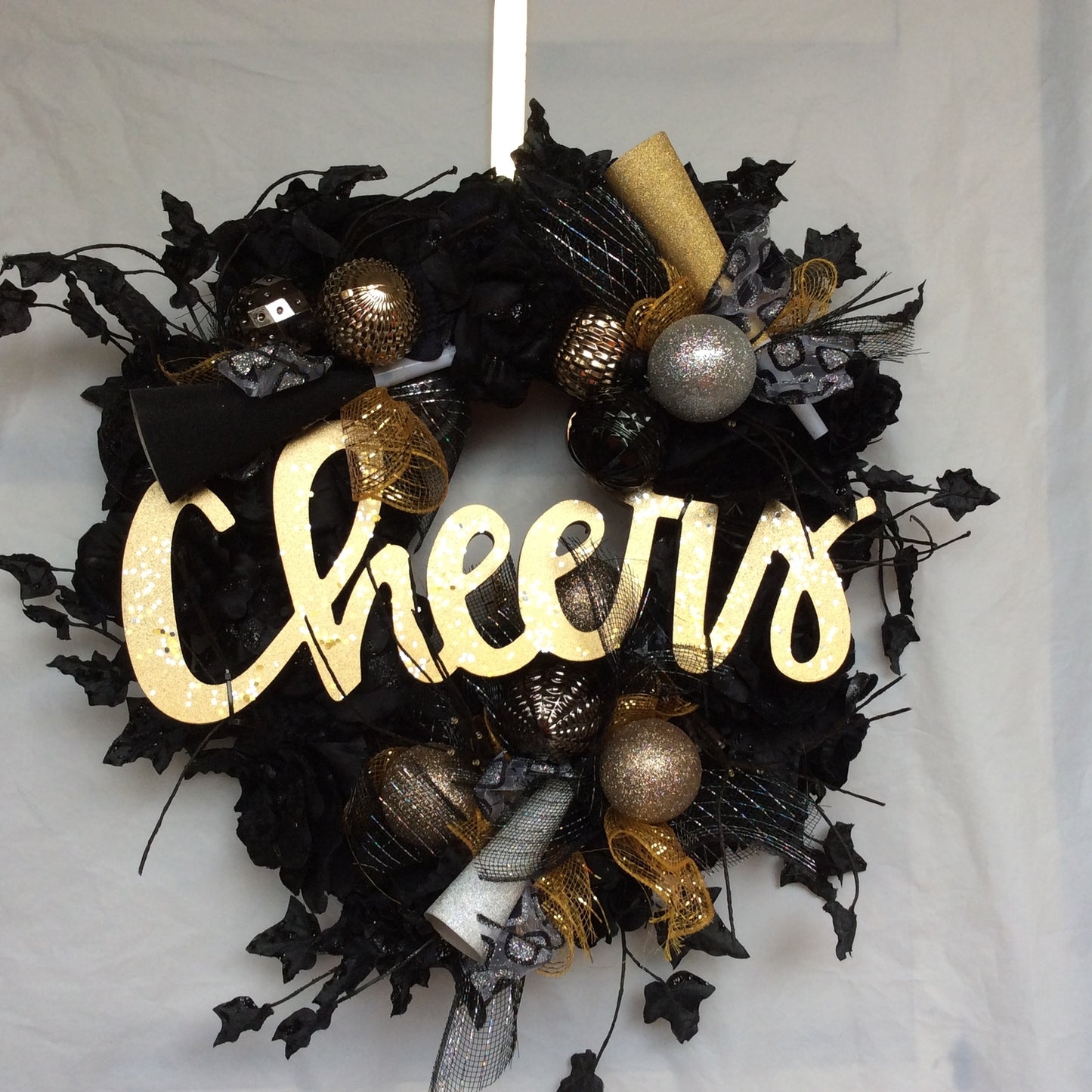AG Designs New Years Decor - Elegant Cheers Black Rose Lighted Wreath