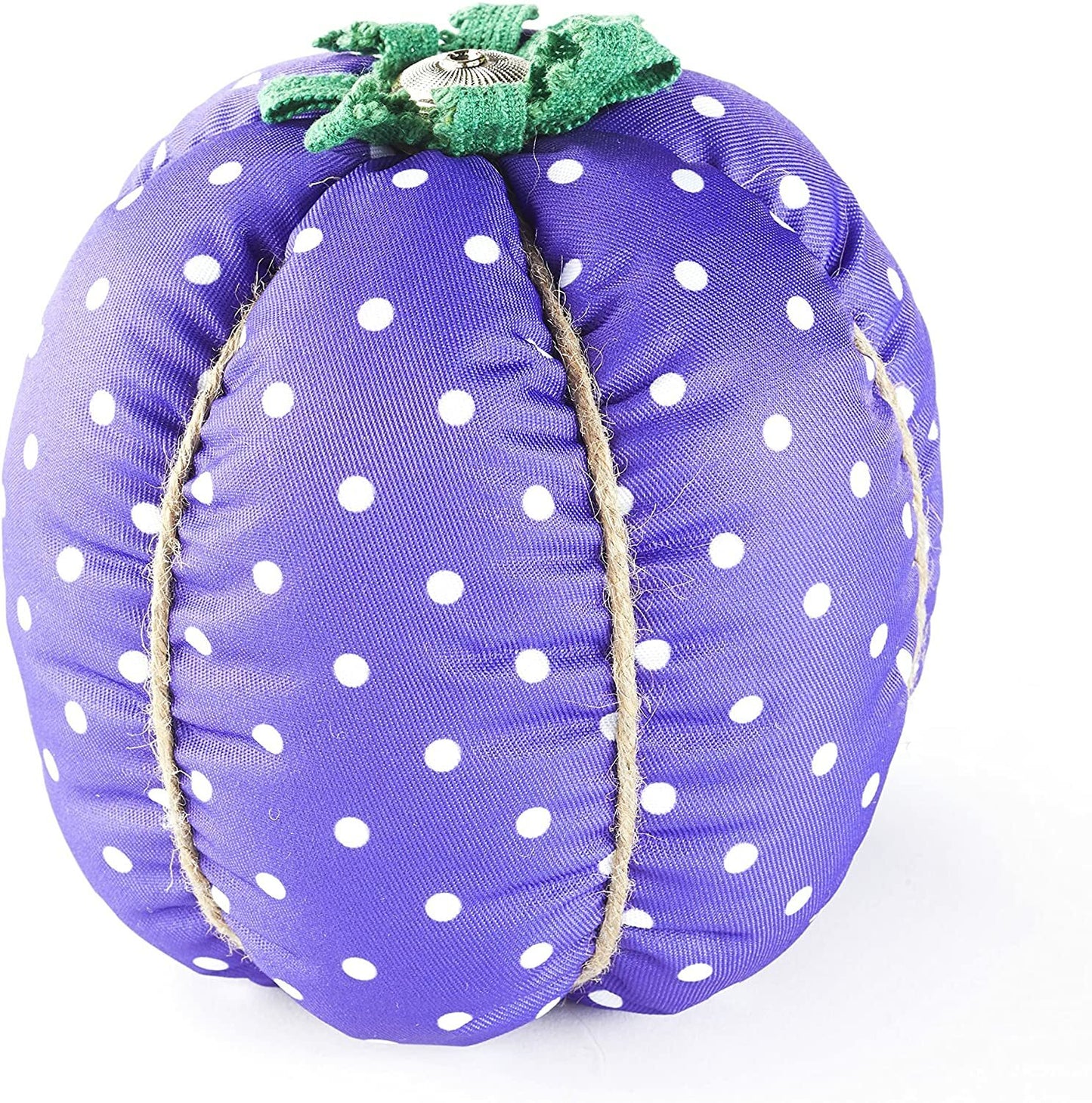 LC Halloween Decor - Prim Fabric Pumpkin Purple Polka dot 6 inch