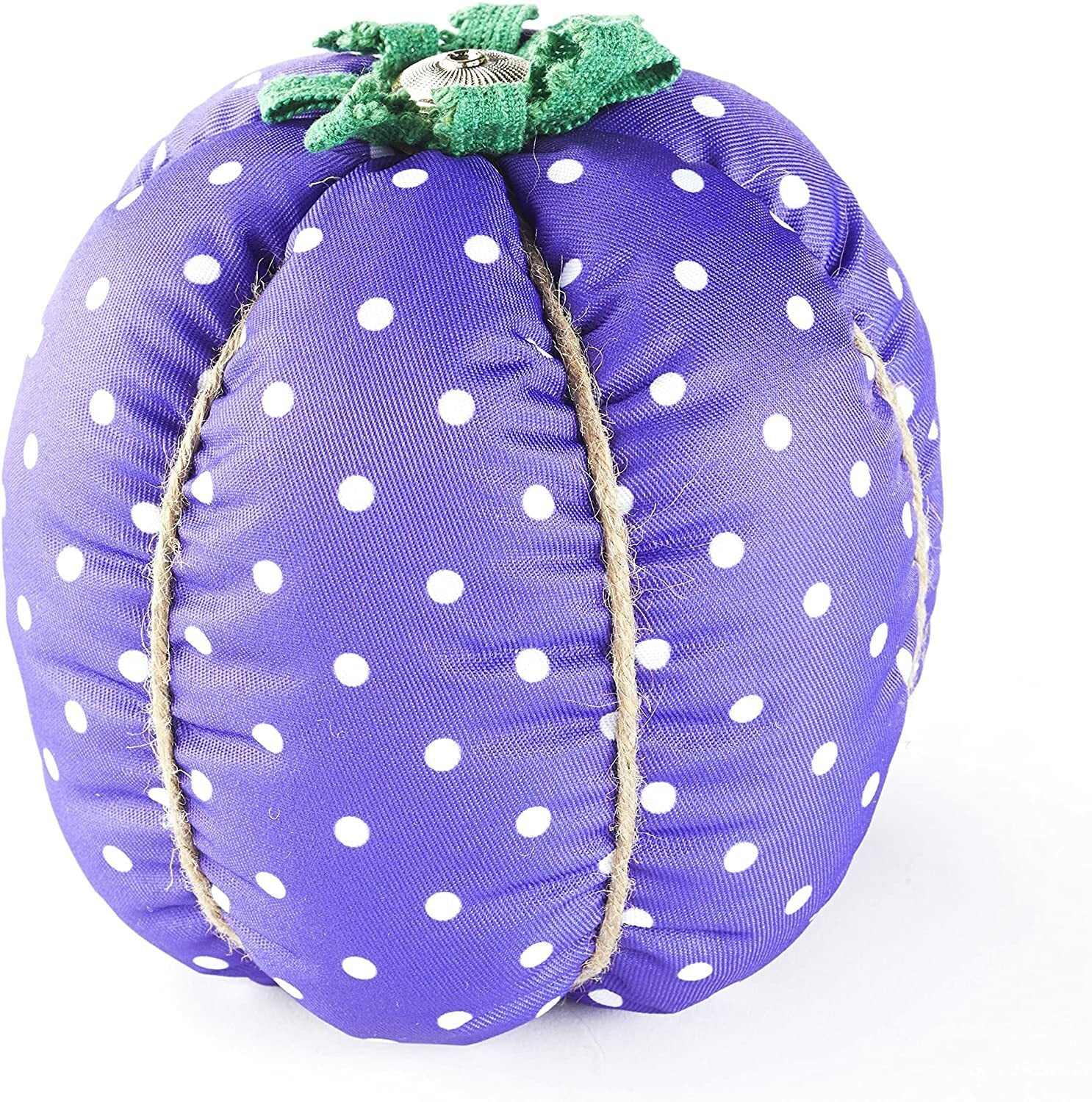 LC Halloween Decor - Prim Fabric Pumpkin Purple Polka dot 6 inch