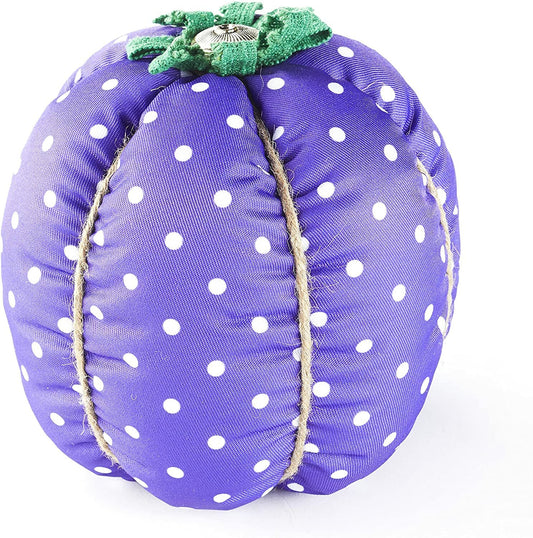 LC Halloween Decor - Prim Fabric Pumpkin Purple Polka dot 6 inch