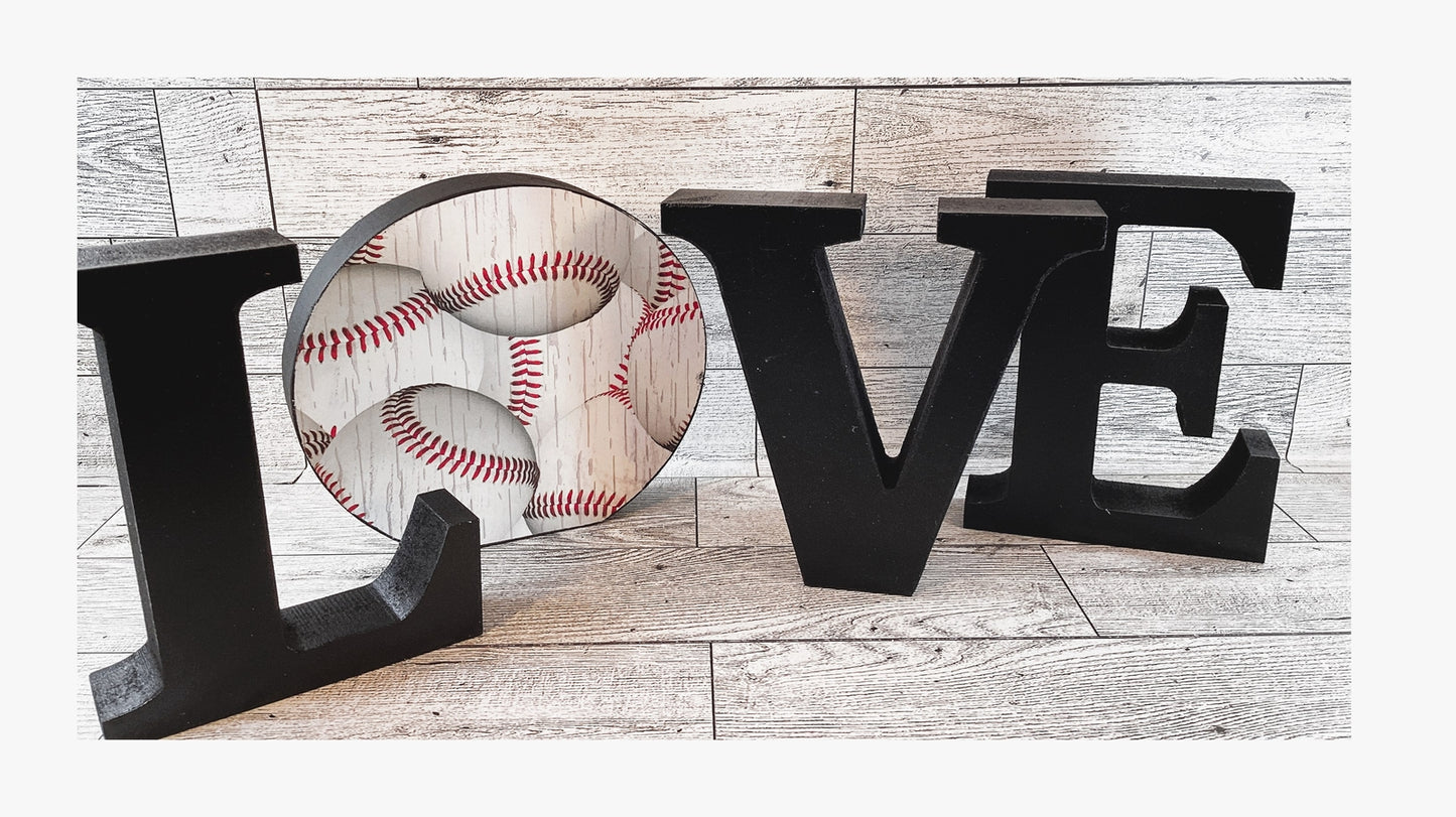 AGD Sports Gift Decor -  Wood Baseball Love L O V E Word Tabletop Display