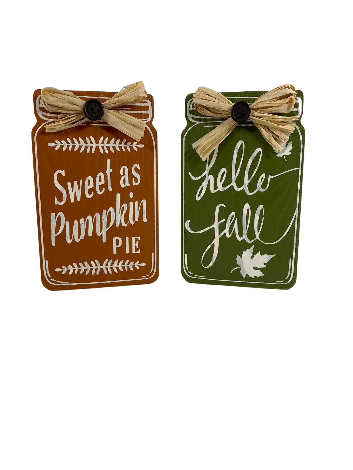 AGD Fall Decor - Sweet Pumpkin Pie Hello Fall MDF Mason Jar Sitters 2pc Set