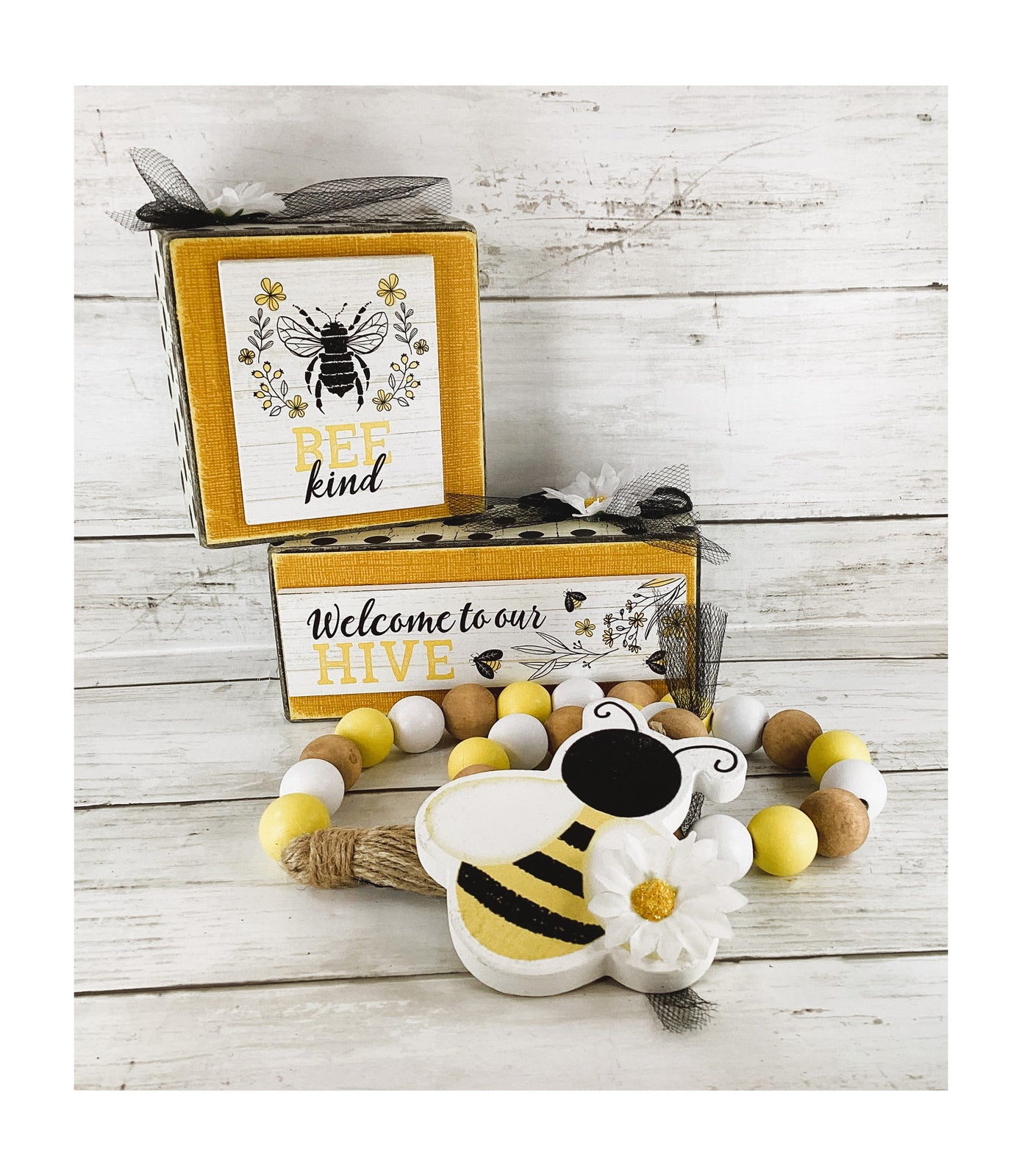 AGD Spring Decor - Summer Bee Theme Tier Tray Decor 3pc Set