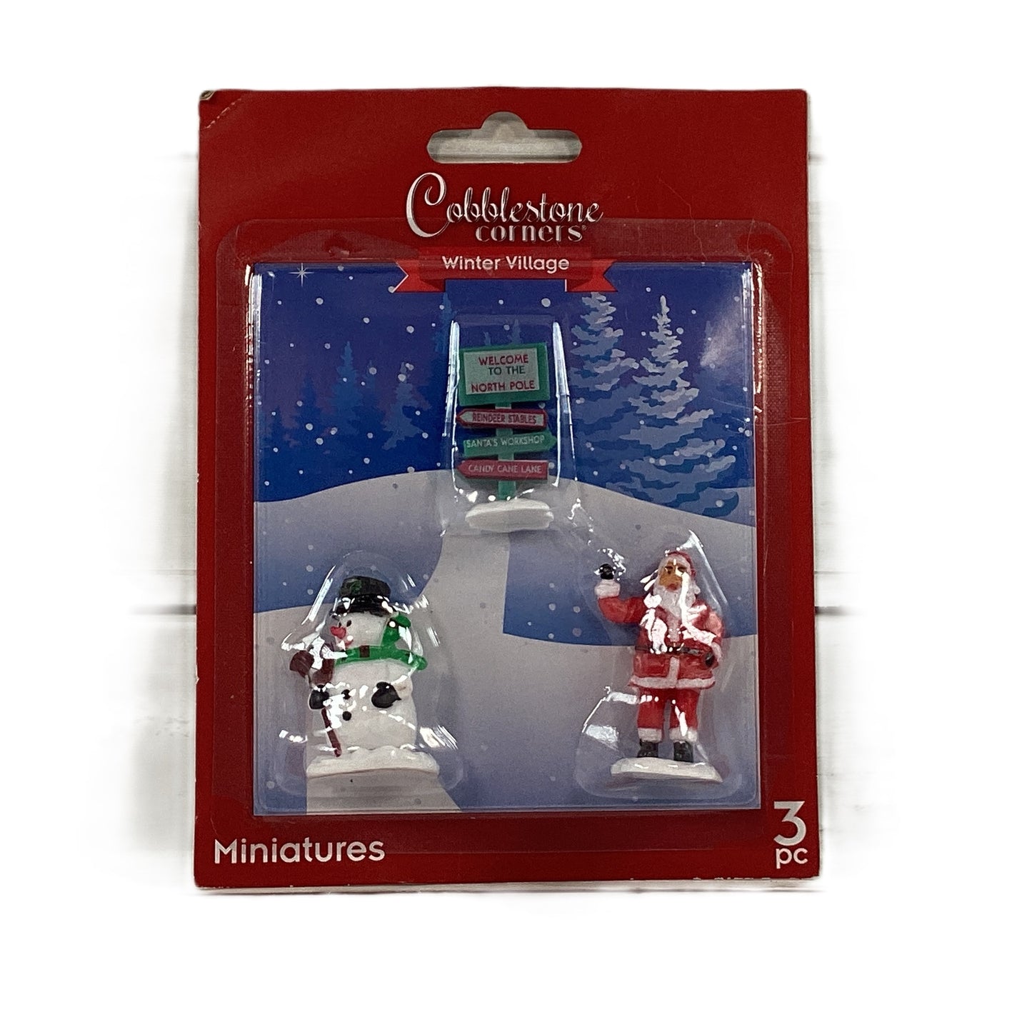 DT Christmas Decor - Winter Village Santa Snowman Sign 3pc Set