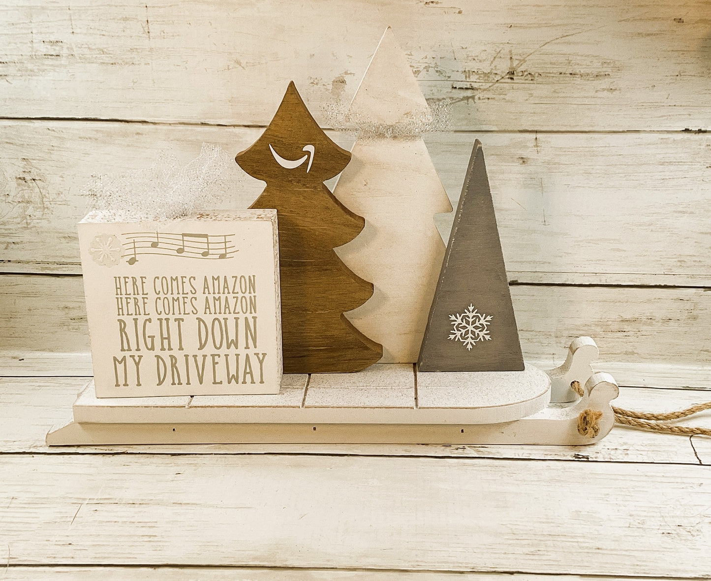 AGD Christmas Decor - Snarky AZ Delivery Driveway Sled Trio Trees 3pc