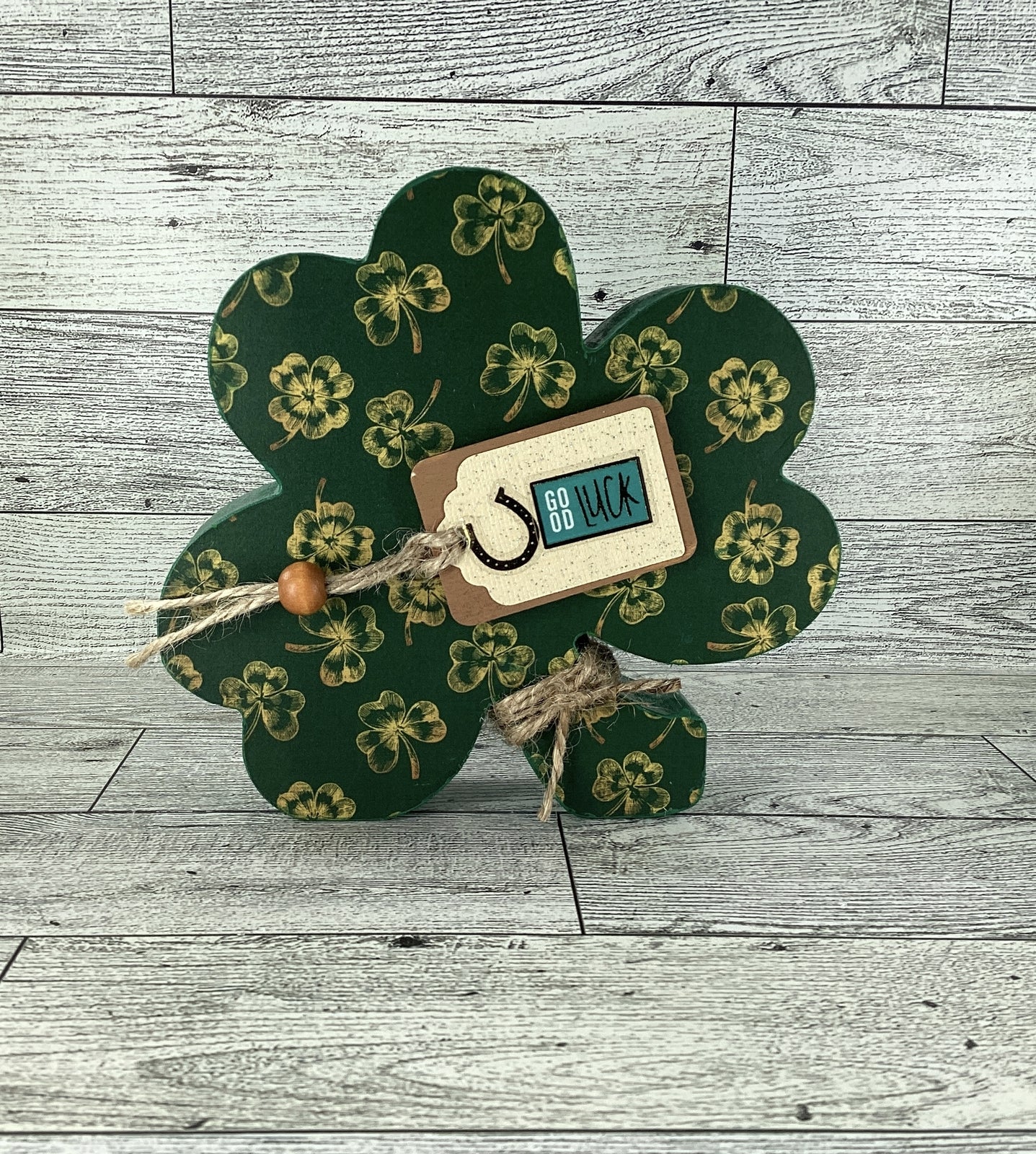 AGD Saint Patrick Decor - Chunky Wood Shamrock Sitter 3pc Set