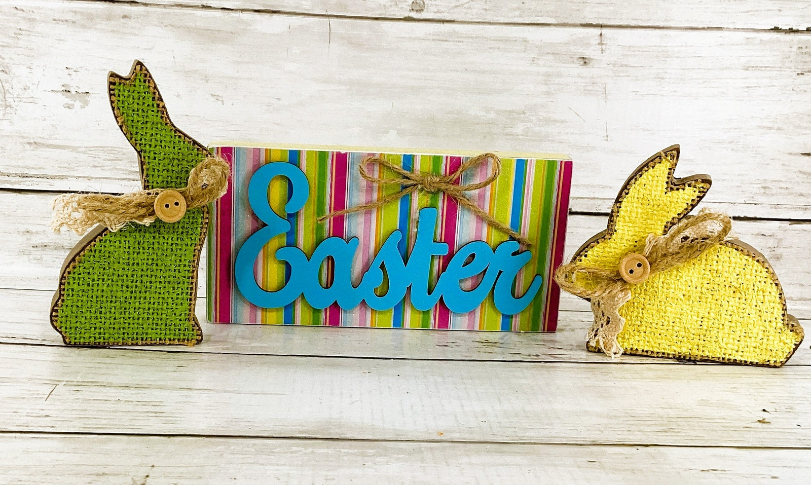 AGD Easter Decor - Pastel Easter Sign & Bunnies 3pc Set