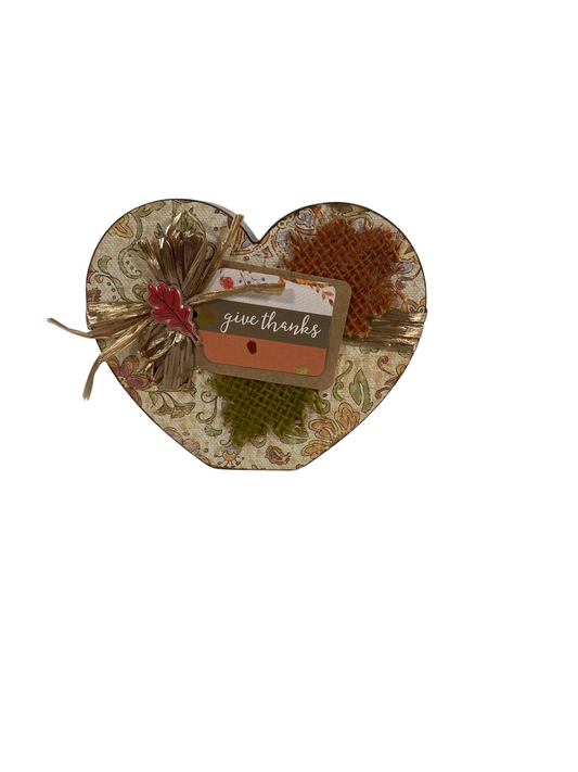 AGD Fall Decor - Give Thanks Praiseful Reversible Chunky Heart Sitter