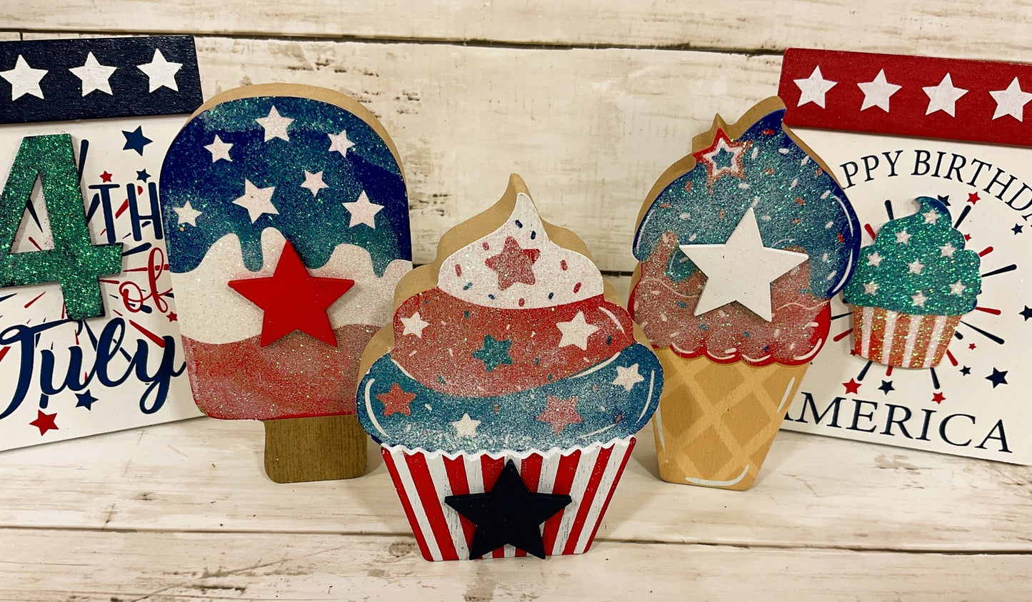 AGD Patriotic Decor -July 4th Sweet Treats Tier Tray Decor 5pc Set