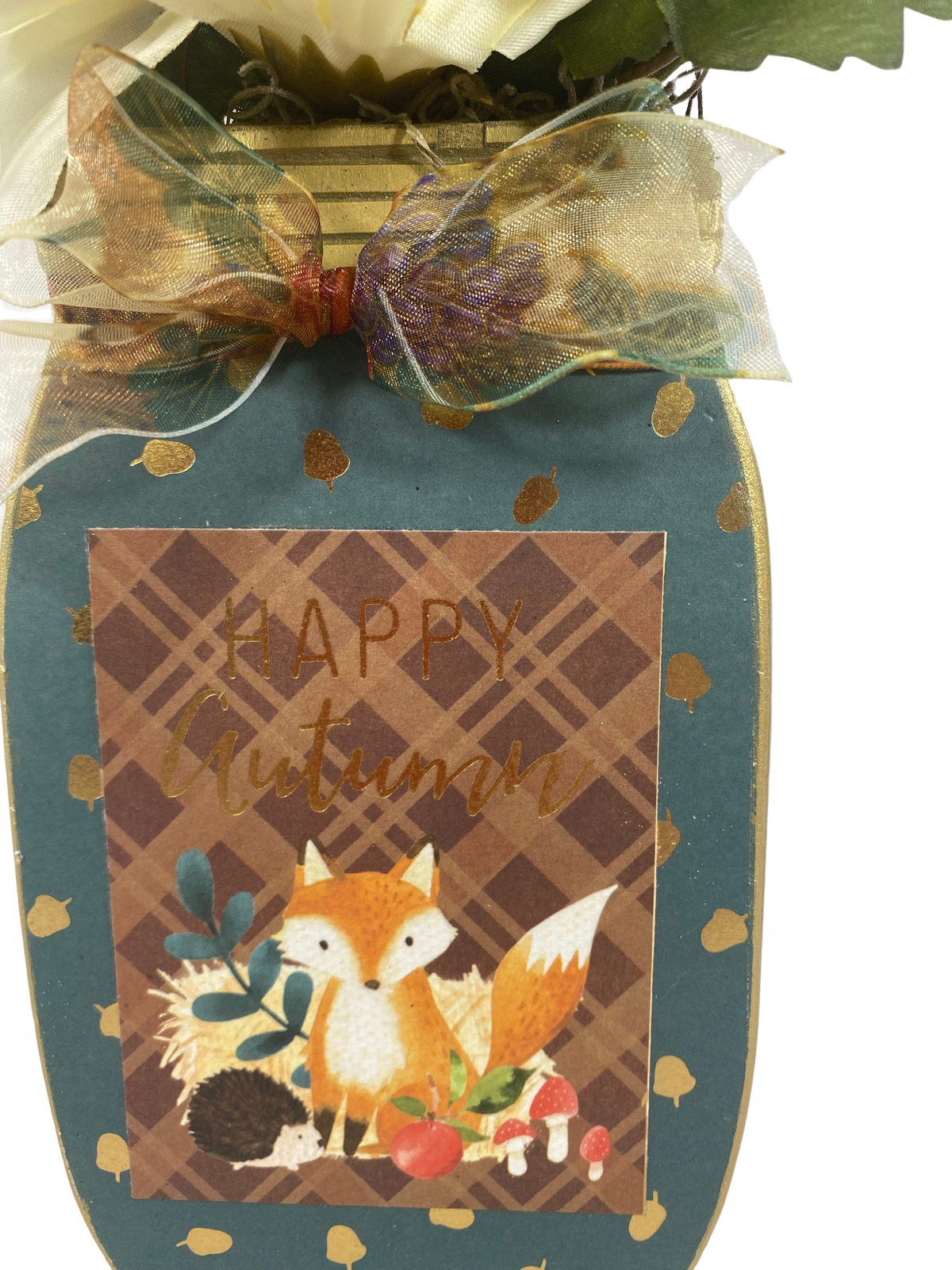 AGD Fall Decor - Happy Autumn Floral Wood Mason Jar Display