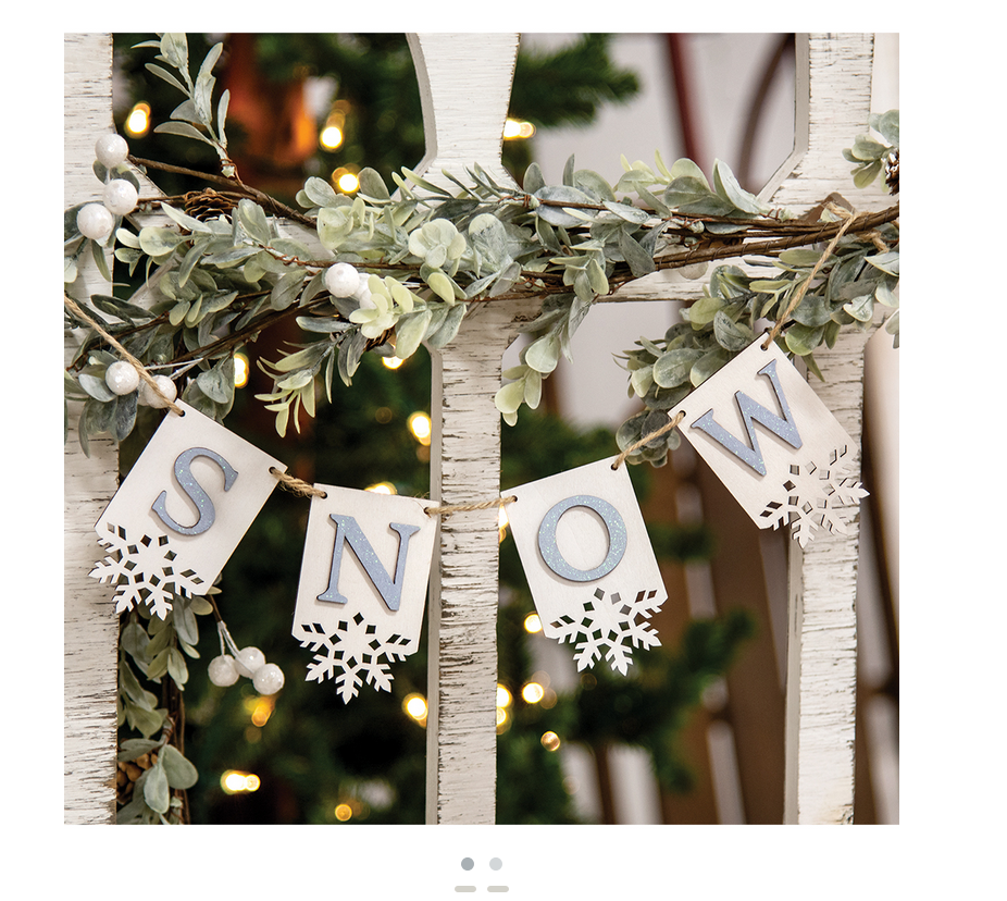 CWI  Christmas Decor -Snow Tier Tray Mini Small Banner Garland Clip