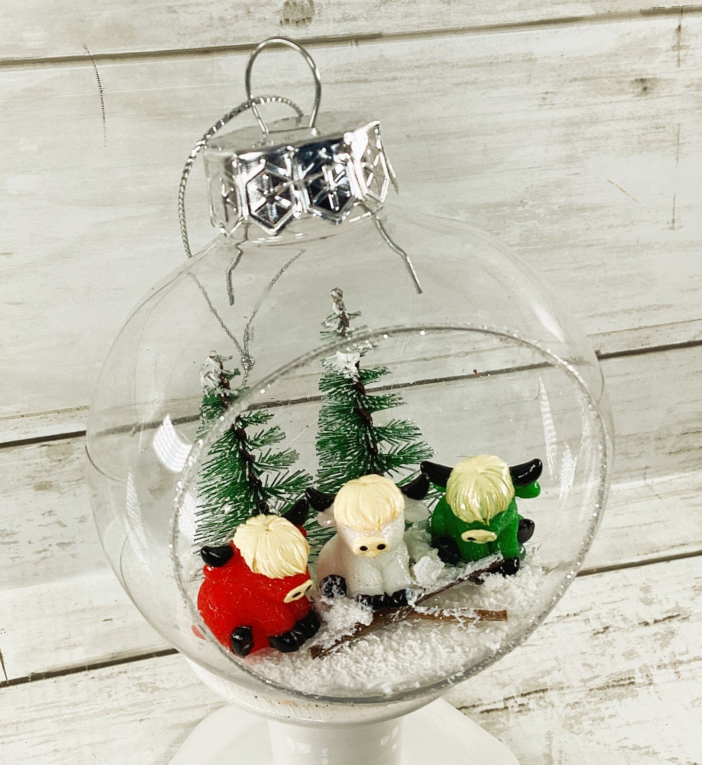 AGD Christmas Decor - Red Green White Highland Cows Cut-out Ornament