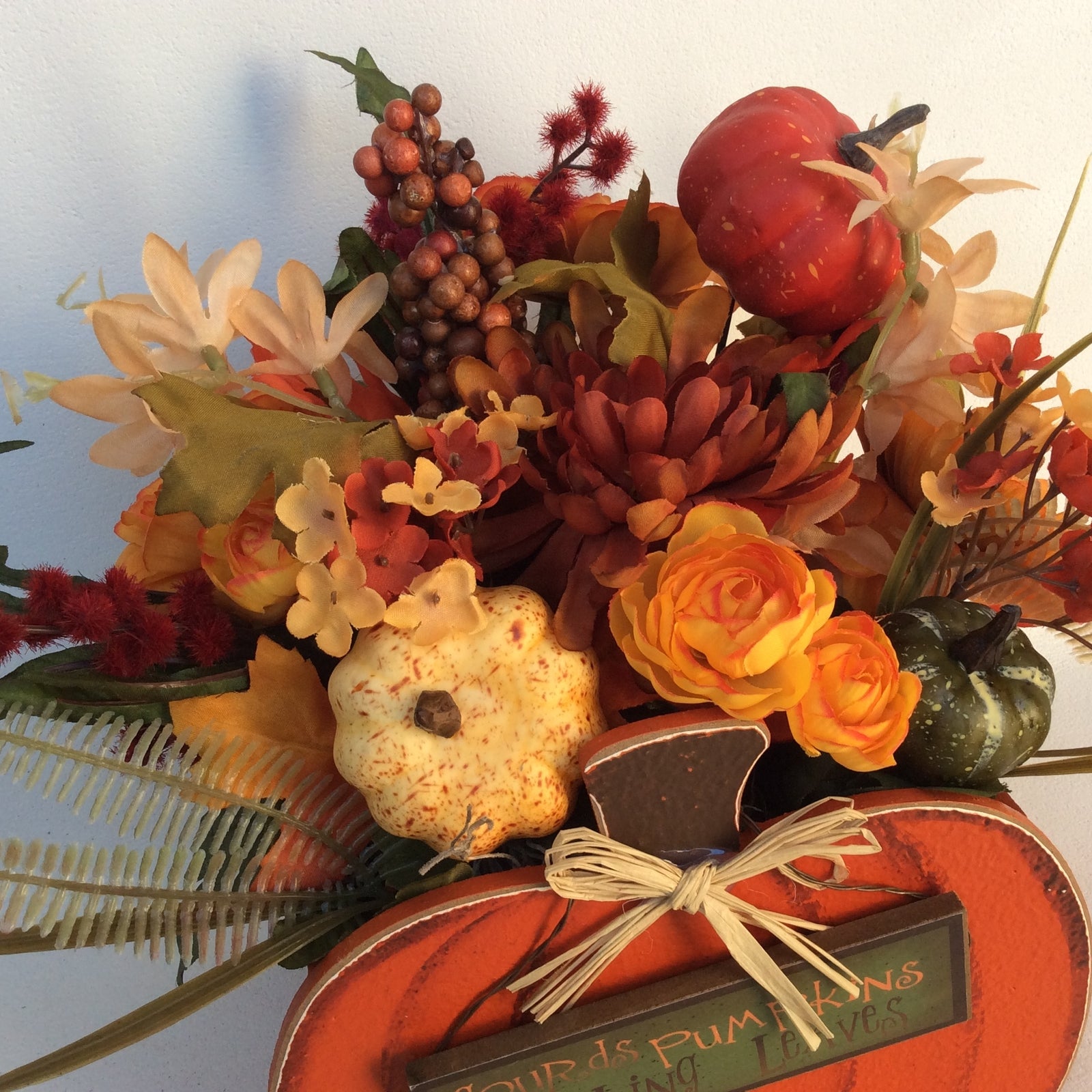 AGD Fall Decor - Harvest Leaves Pumpkin Artificial Floral Display