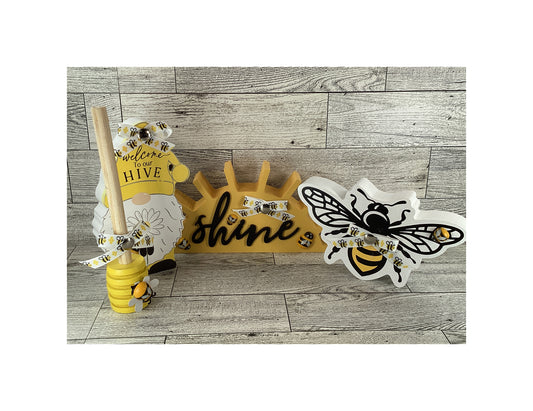 AGD Spring Decor - Welcome Hive Bee Theme Tier Tray Decor 4pc Set