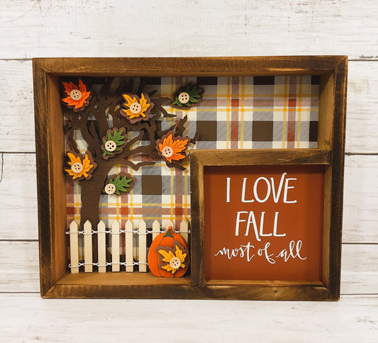 AGD Fall Decor - Love Fall Most Of All Inset Shadow Diorama Box Sign