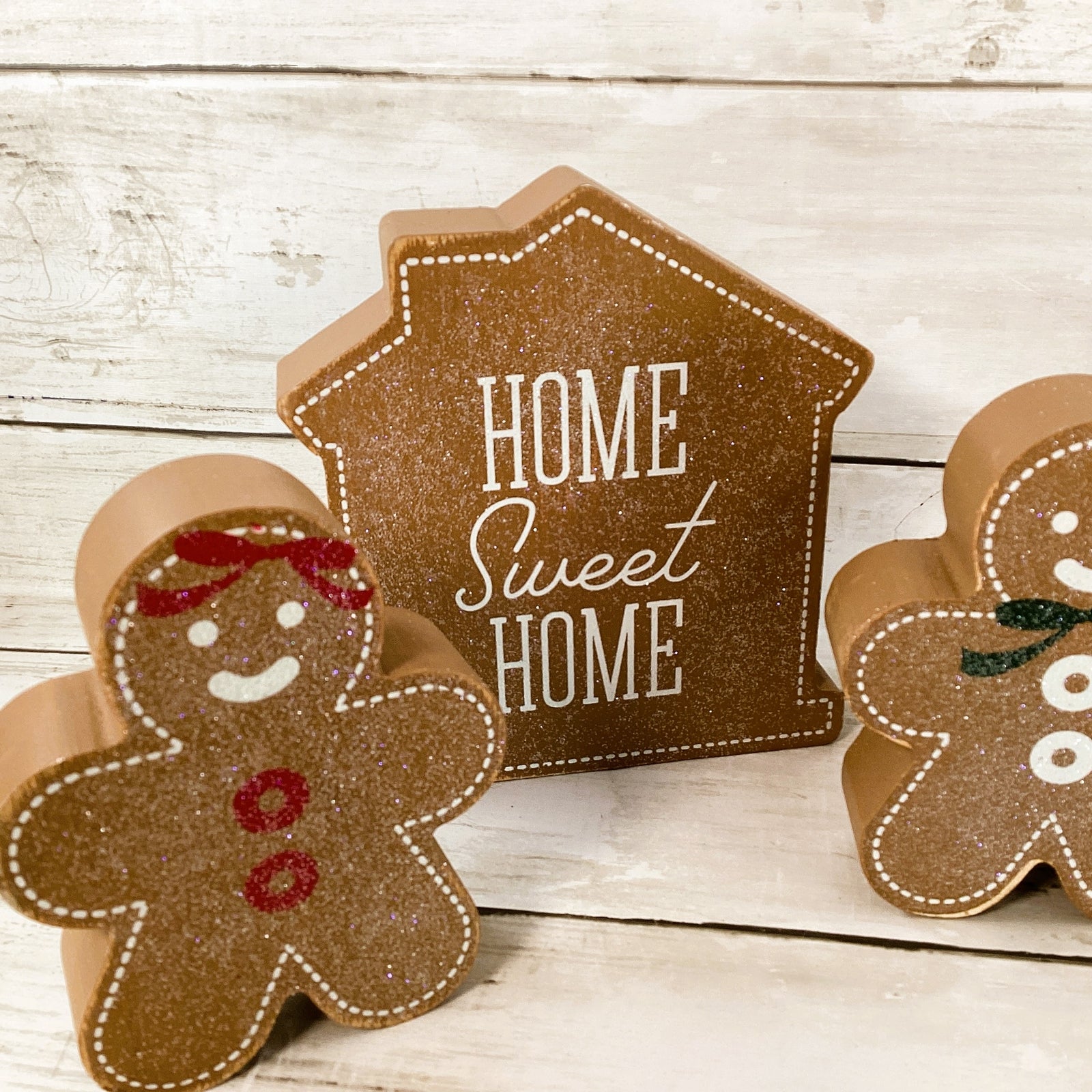 Christmas Decor Boy Girl Gingerbread Cookie Baking Crew Tier Tray