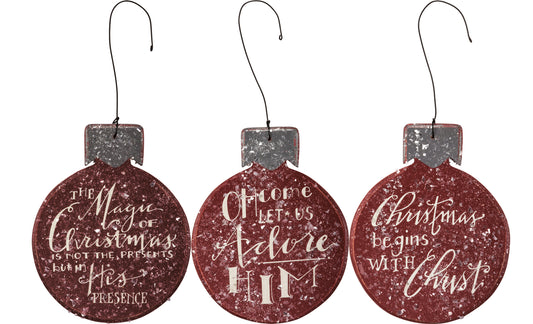 PBK Christmas Decor - Nativity Prim Wood Ornaments 3pc Set