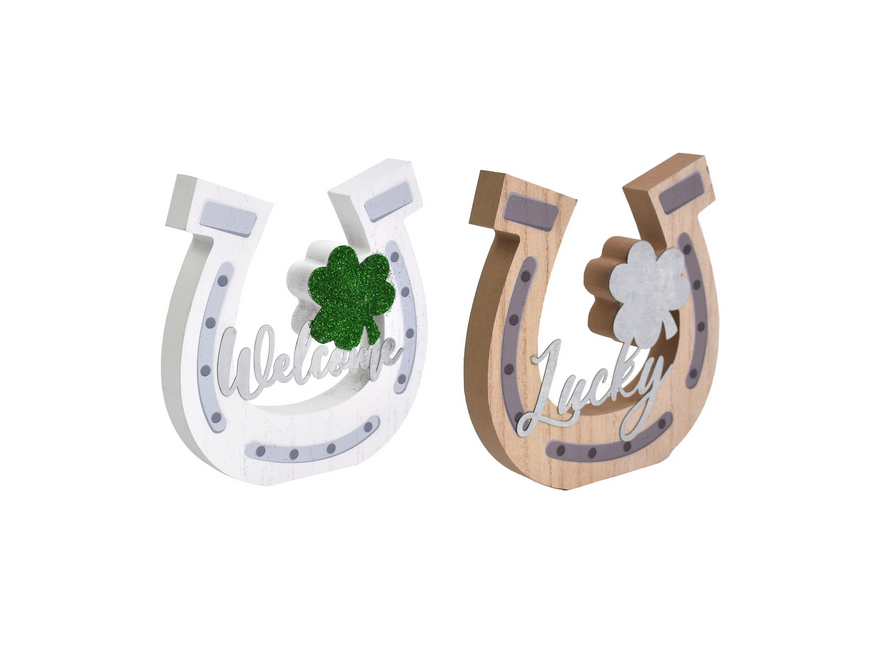 DT Saint Patrick's Supply - MDF Wood Welcome Lucky Horseshoe 2pc Set