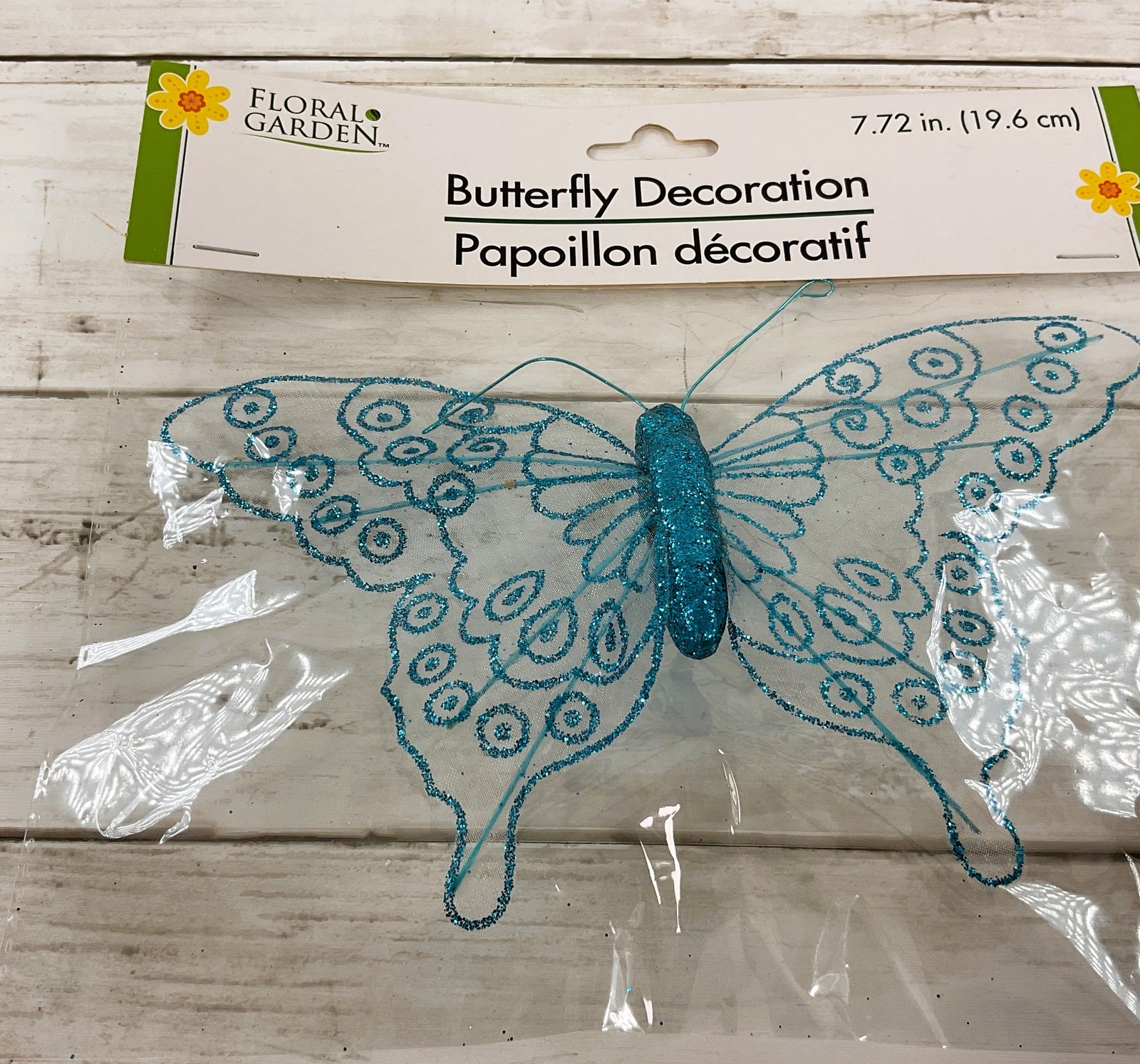 DT Spring Craft Decor - Glitter Floral Garden Butterfly Clips 4pc