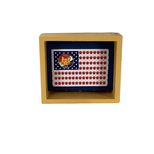 AGD Patriotic Decor - Vote Cat Paw Prints July 4th Reversible Wood Sign