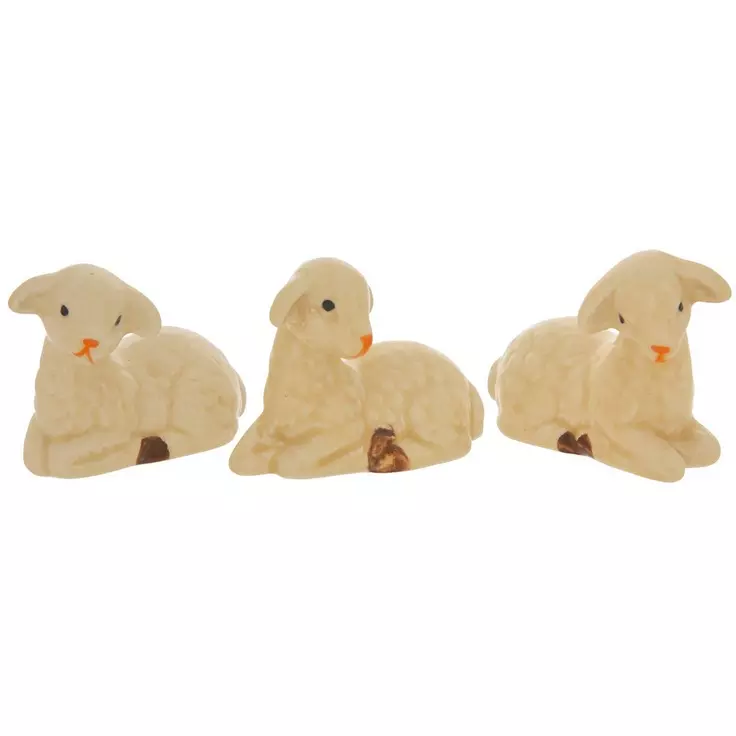 HL Easter Decor - Mini Ceramic Lamb Sheep 3pc Set