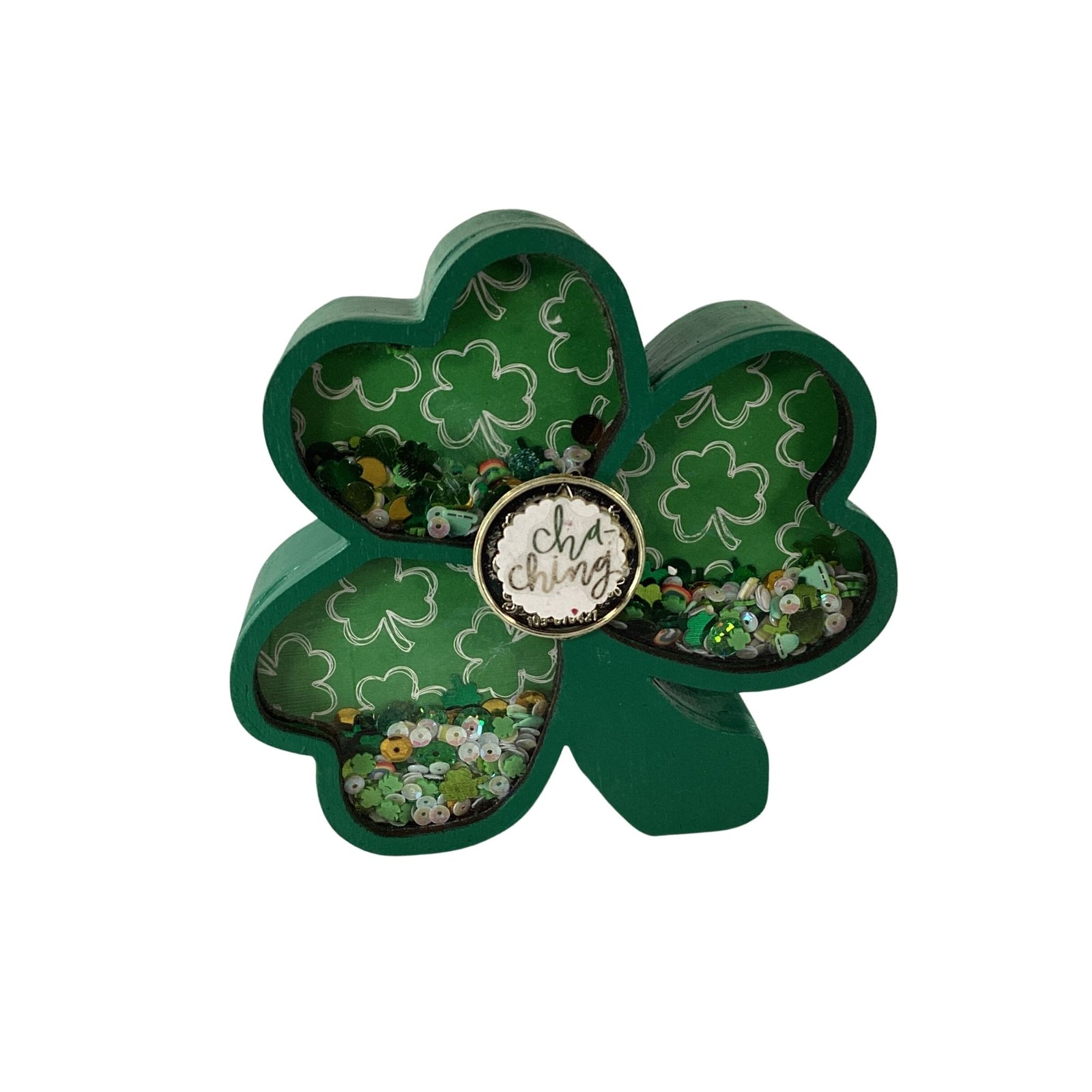 AGD Saint Patrick Decor - Irish Shamrock Chunky Wood Shaker Sitter