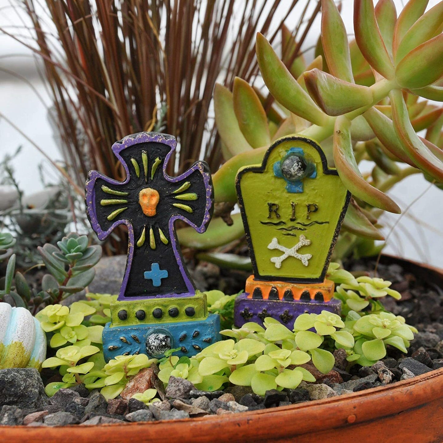 MW Halloween Decor - Gypsy Fairy Garden Tombstones 2pc. Set