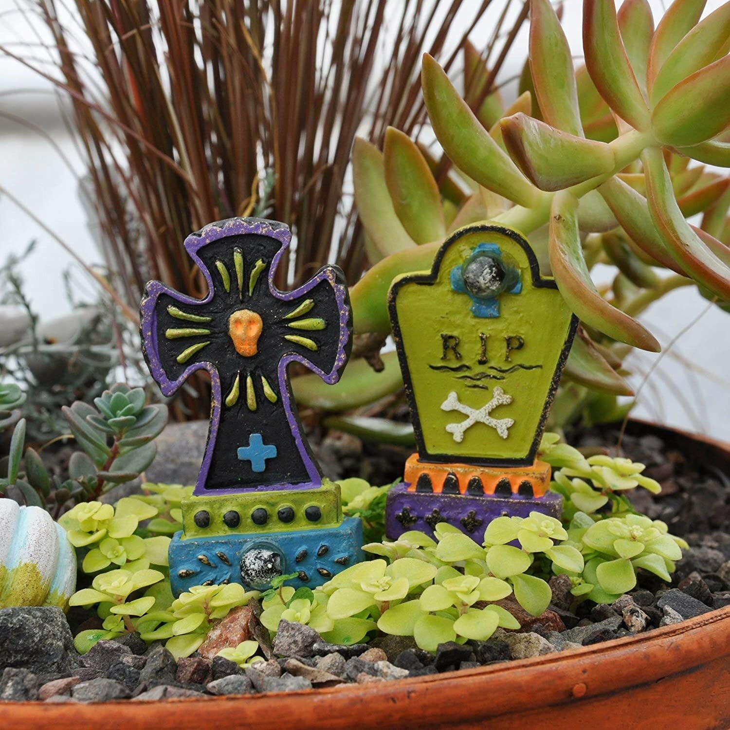 MW Halloween Decor - Gypsy Fairy Garden Tombstones 2pc. Set