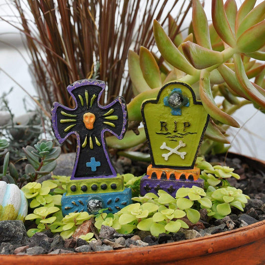 MW Halloween Decor - Gypsy Fairy Garden Tombstones 2pc. Set