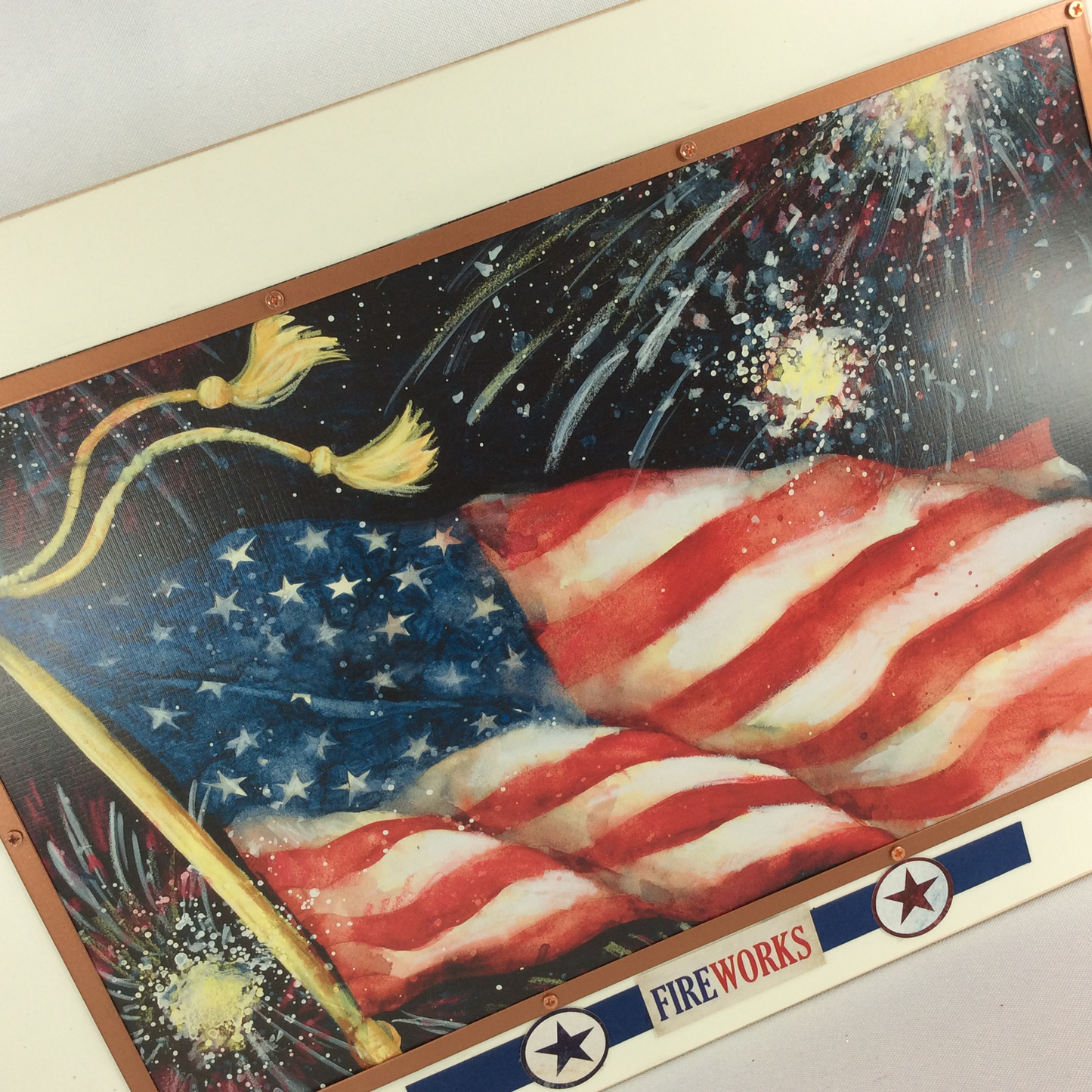 AGD Patriotic Decor -  American Flag Fireworks Box Sign