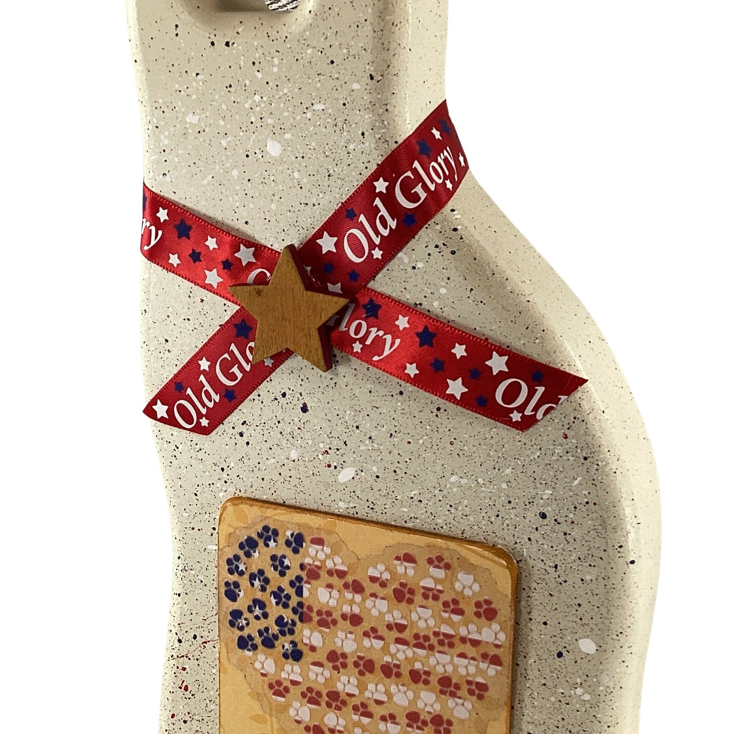 AGD Patriotic Decor - Red White Blue Splatter July 4th Wood Chunky Cat