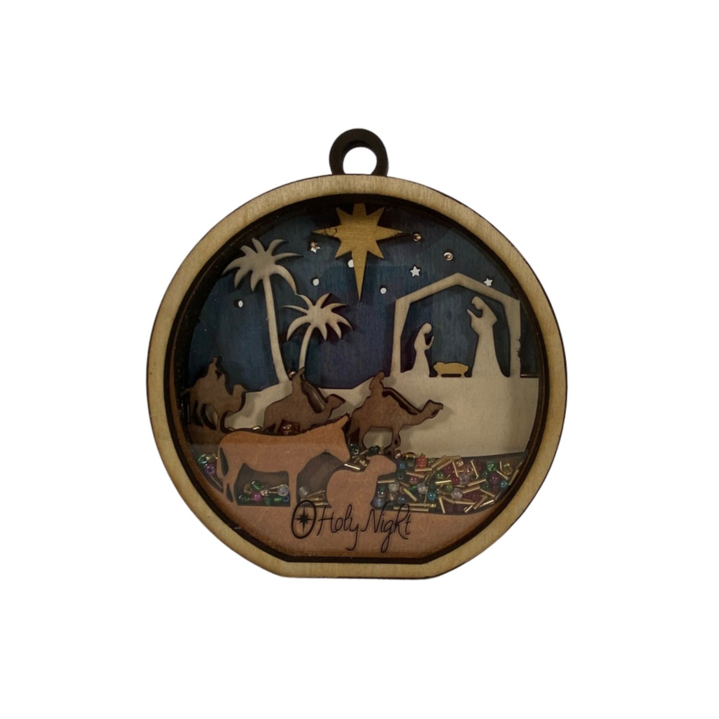 AGD Christmas Decor -  Nativity Layered Scene Chunky Wood Shaker