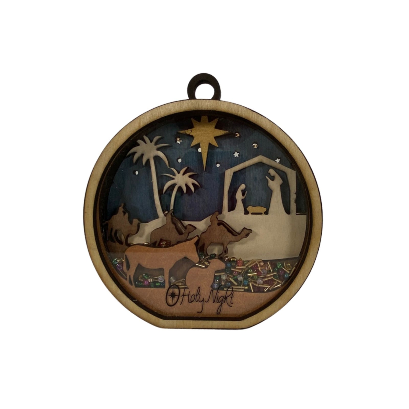 AGD Christmas Decor -  Nativity Layered Scene Chunky Wood Shaker