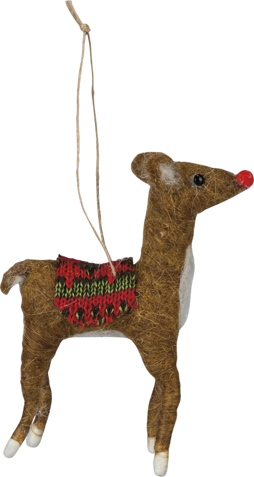 PBK Christmas Decor - Felt Rudolph Reindeer with Red Nose Ornament