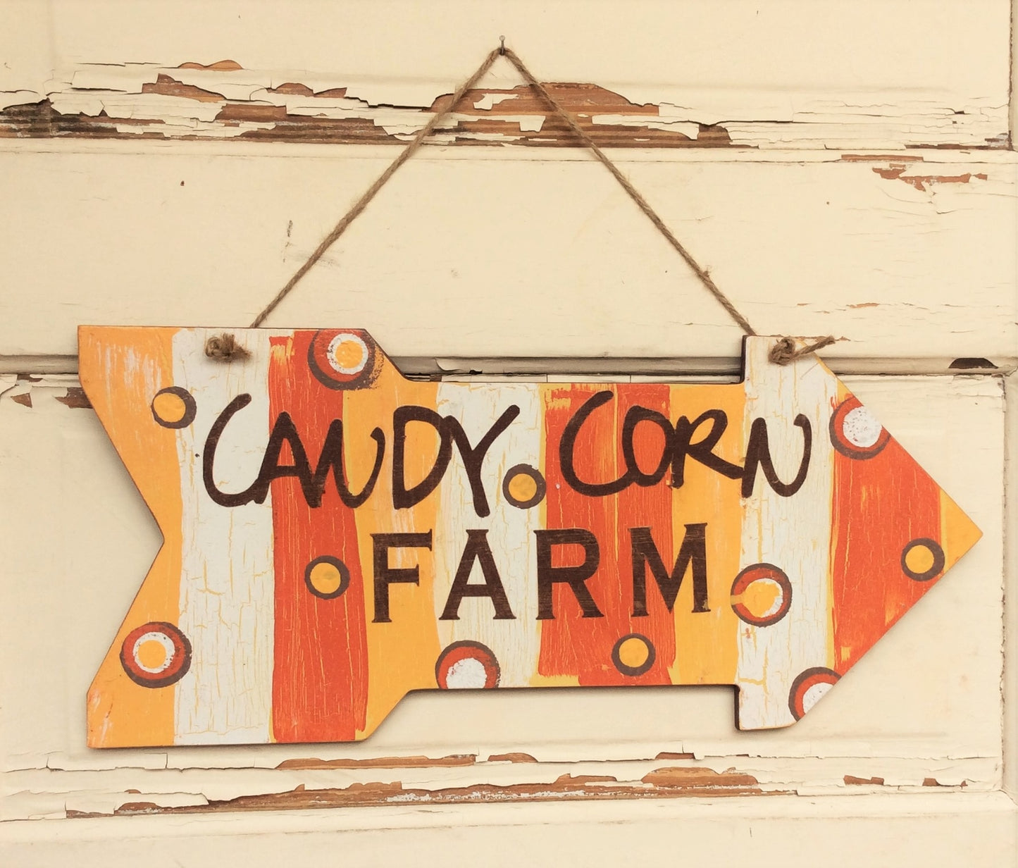 AG Designs Halloween Decor - Arrow Plaque Candy Corn Farm #82432