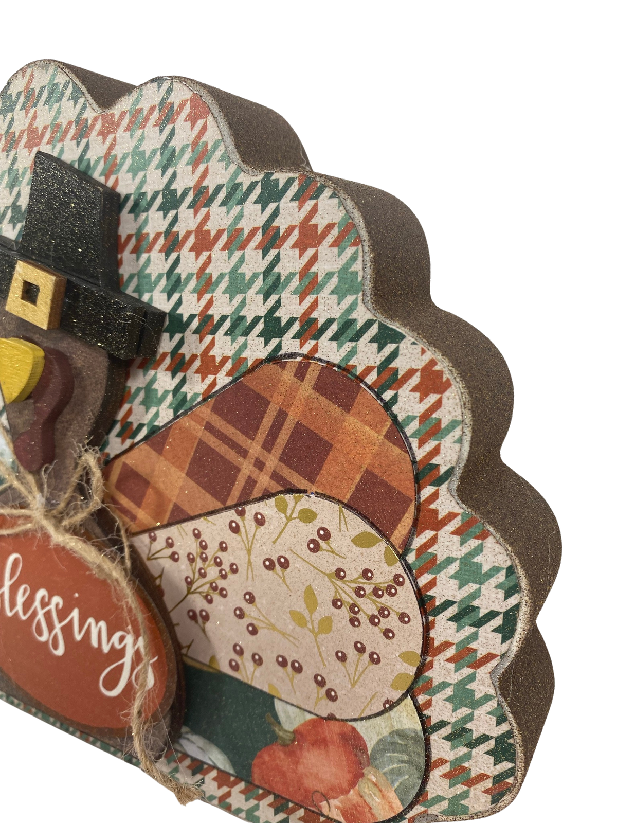 AGD Fall Decor - Reversible Blessings Chunky Wood Turkey Sign