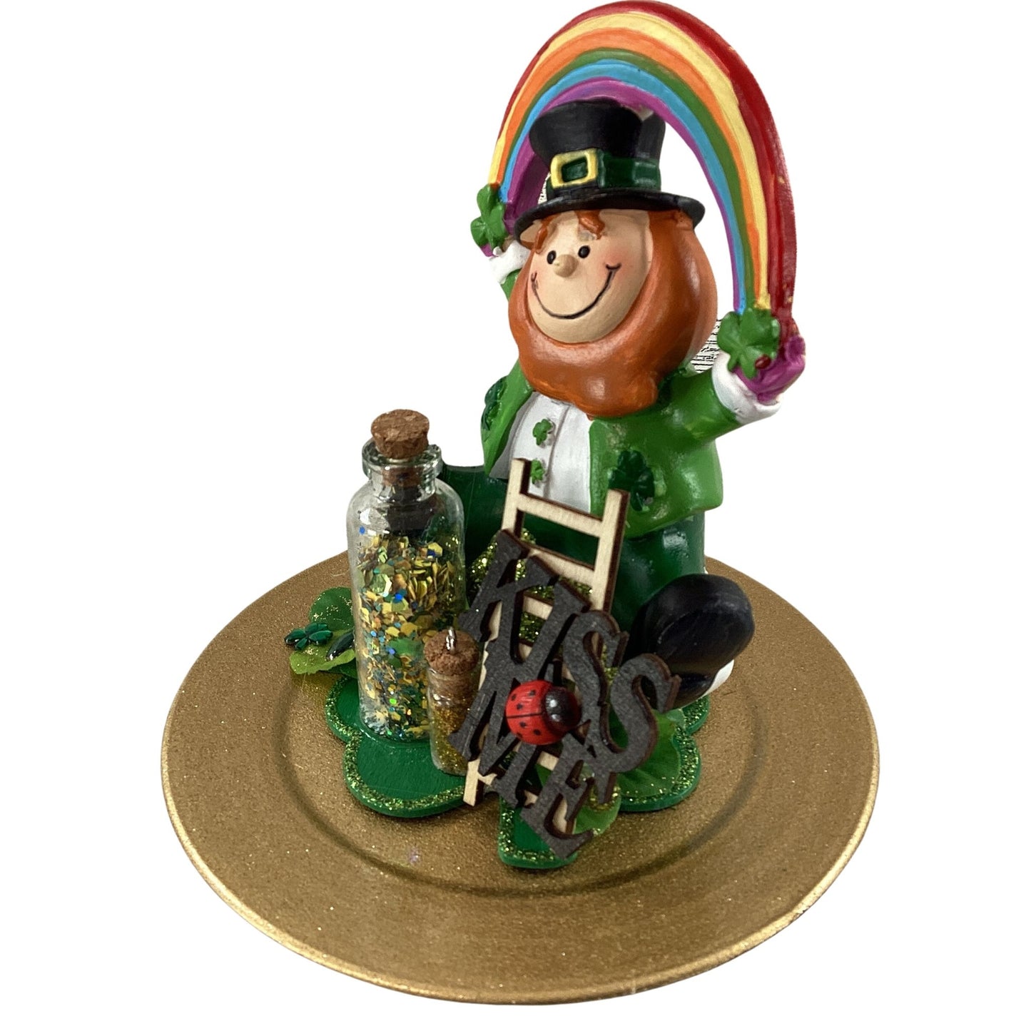 AGD  St Patrick's Decor - Ceramic Leprechaun Rainbow Display