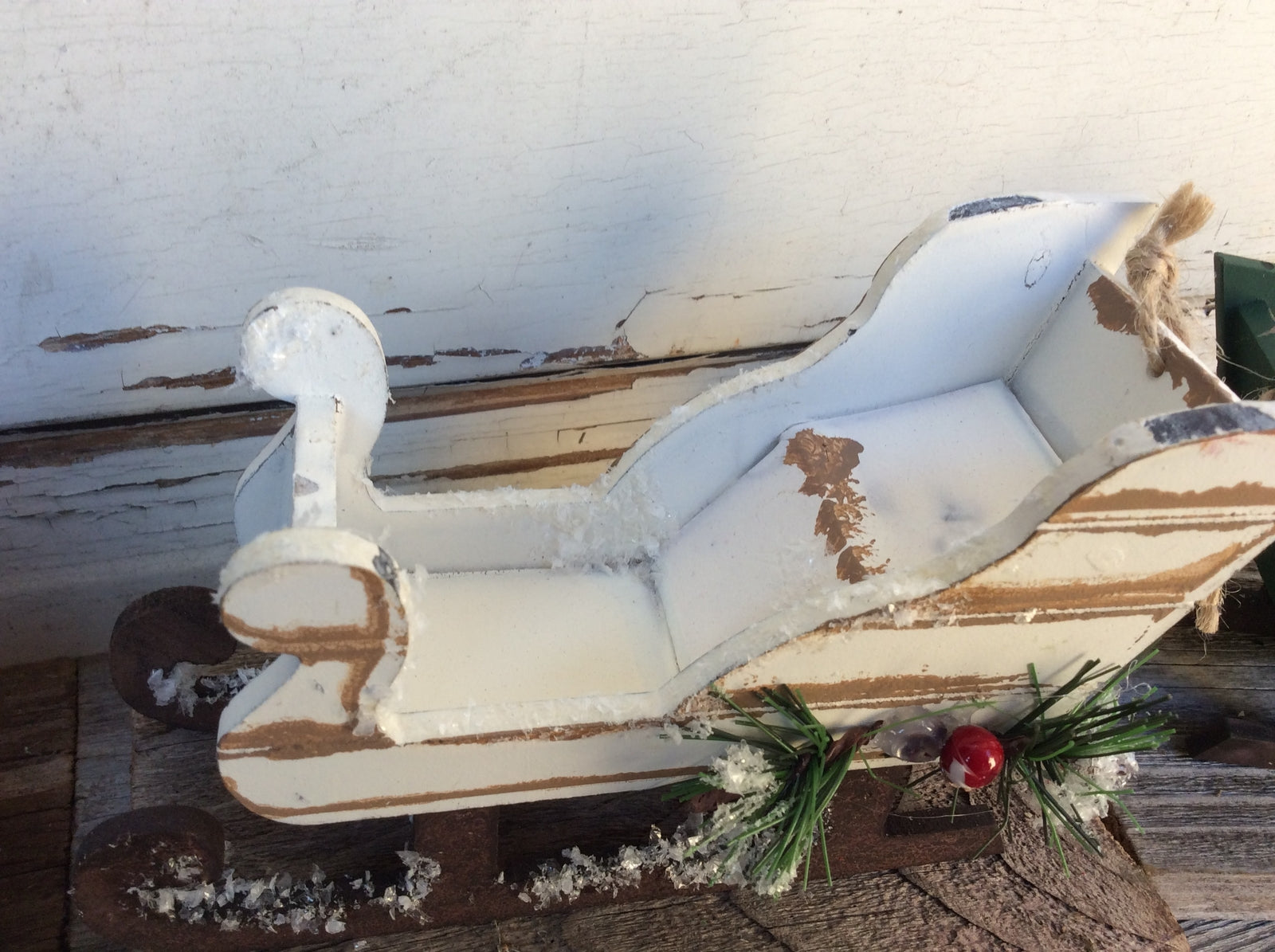 AGD Christmas Decor - Oh What Fun! Prim Wood Sleigh Display